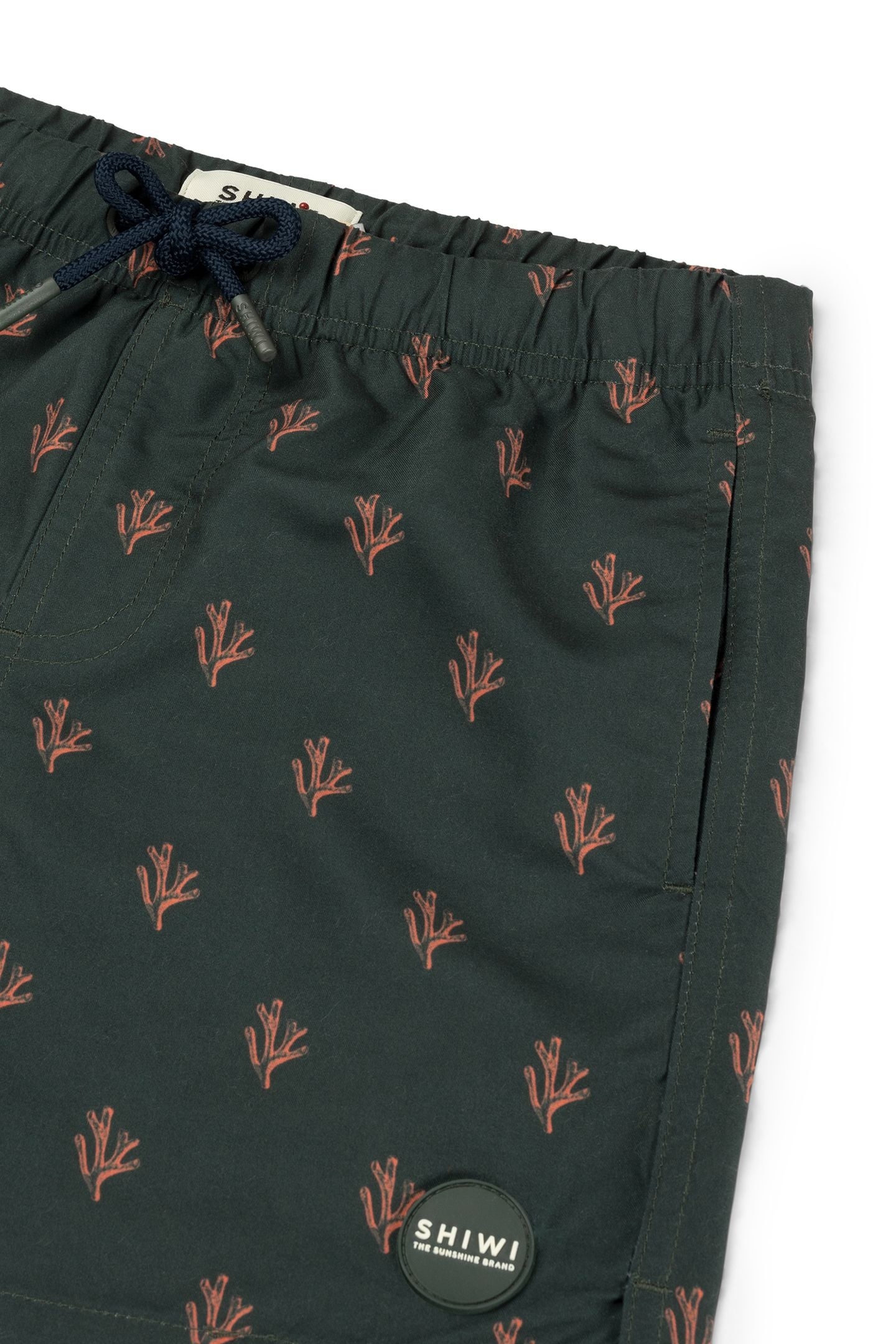 BOYS MILO SWIM SHORTS 4 INCH SKETCHED CORAL GREEN ORANGE SKE 2