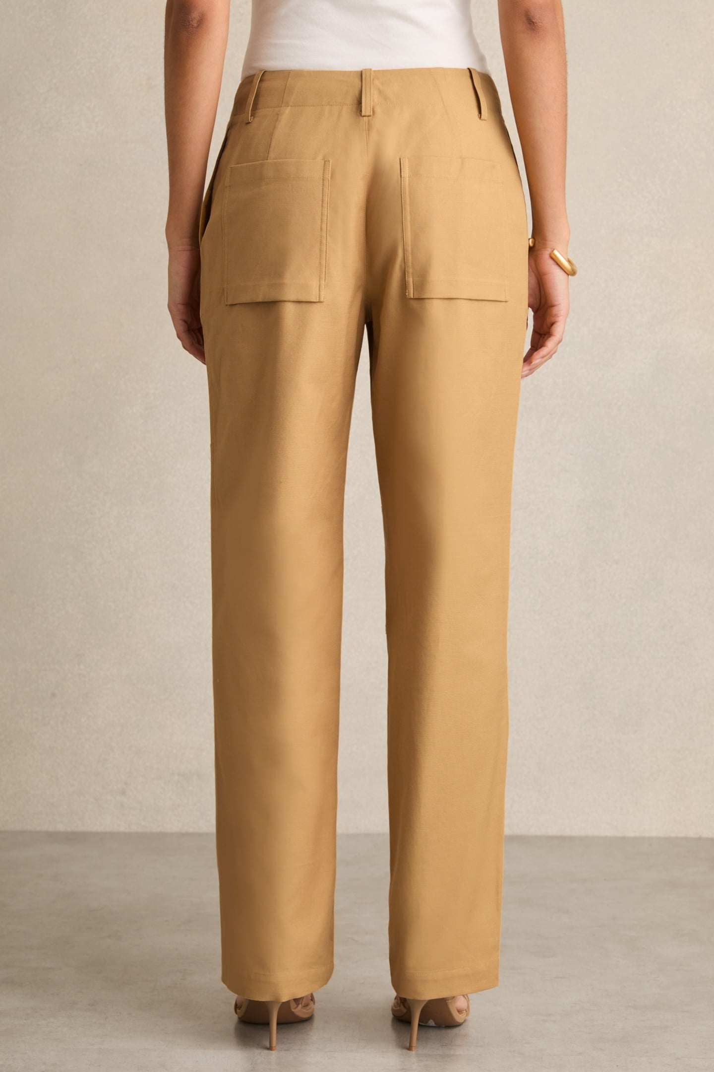 CROPPED TAPER TROUSER TAN 3