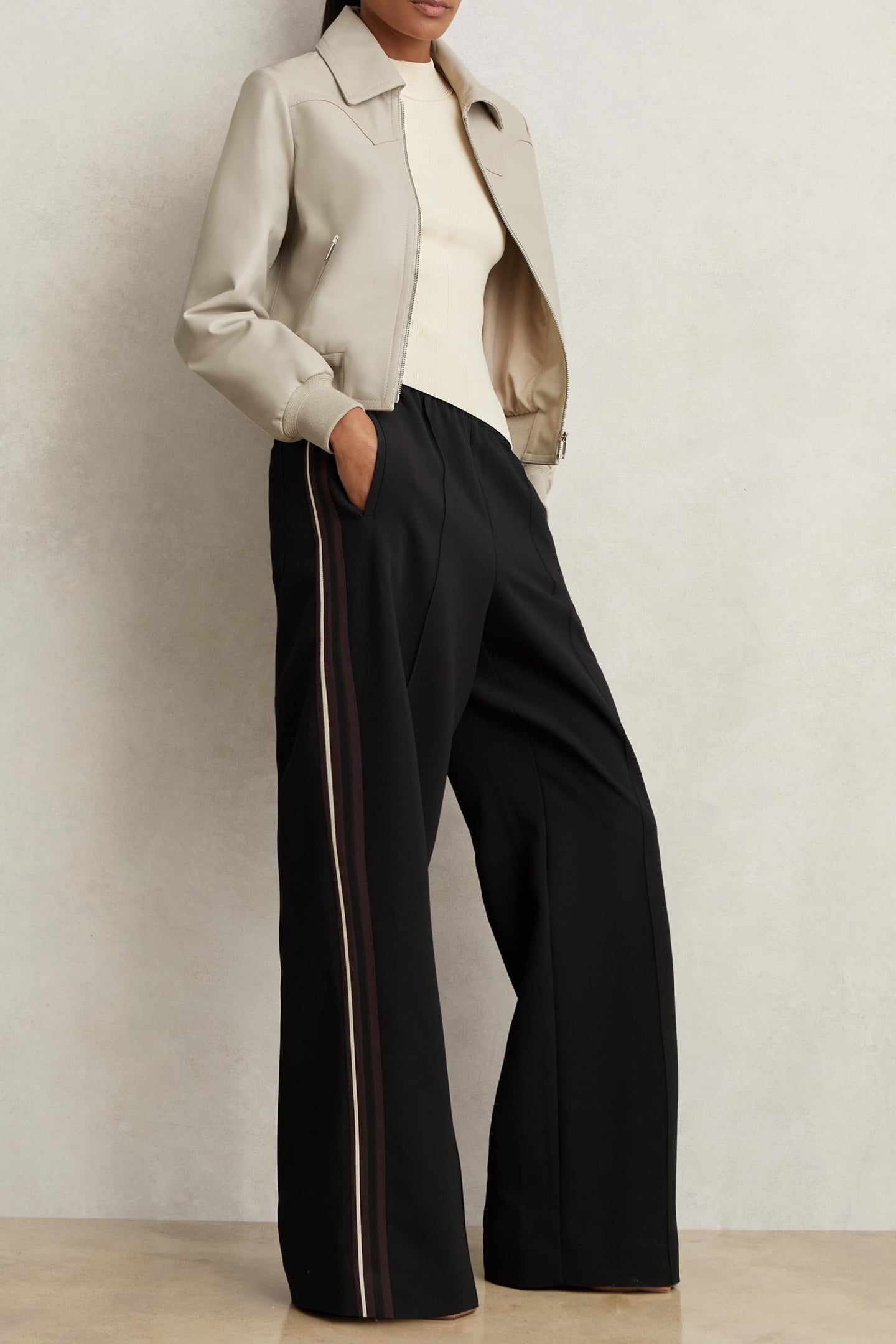 SIDE STRIPE WIDE LEG TROUSER BLACK 5