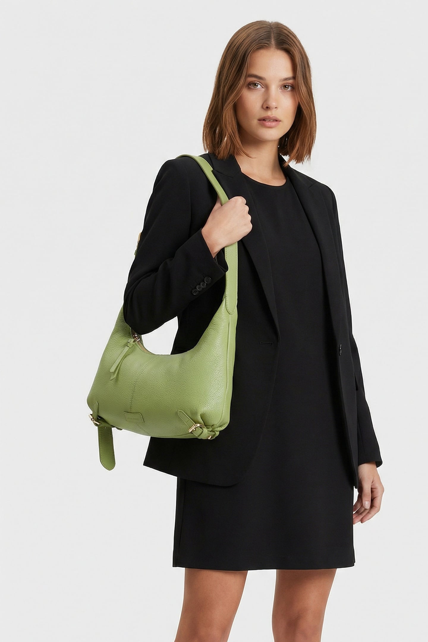 LEATHER SHOULDER BAG IN LIGHT GREEN 1