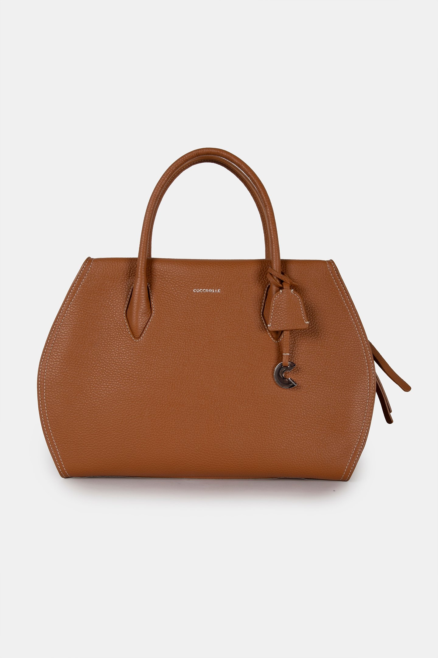 LEATHER MEDIUM SATCHEL BAG IN BROWN 2