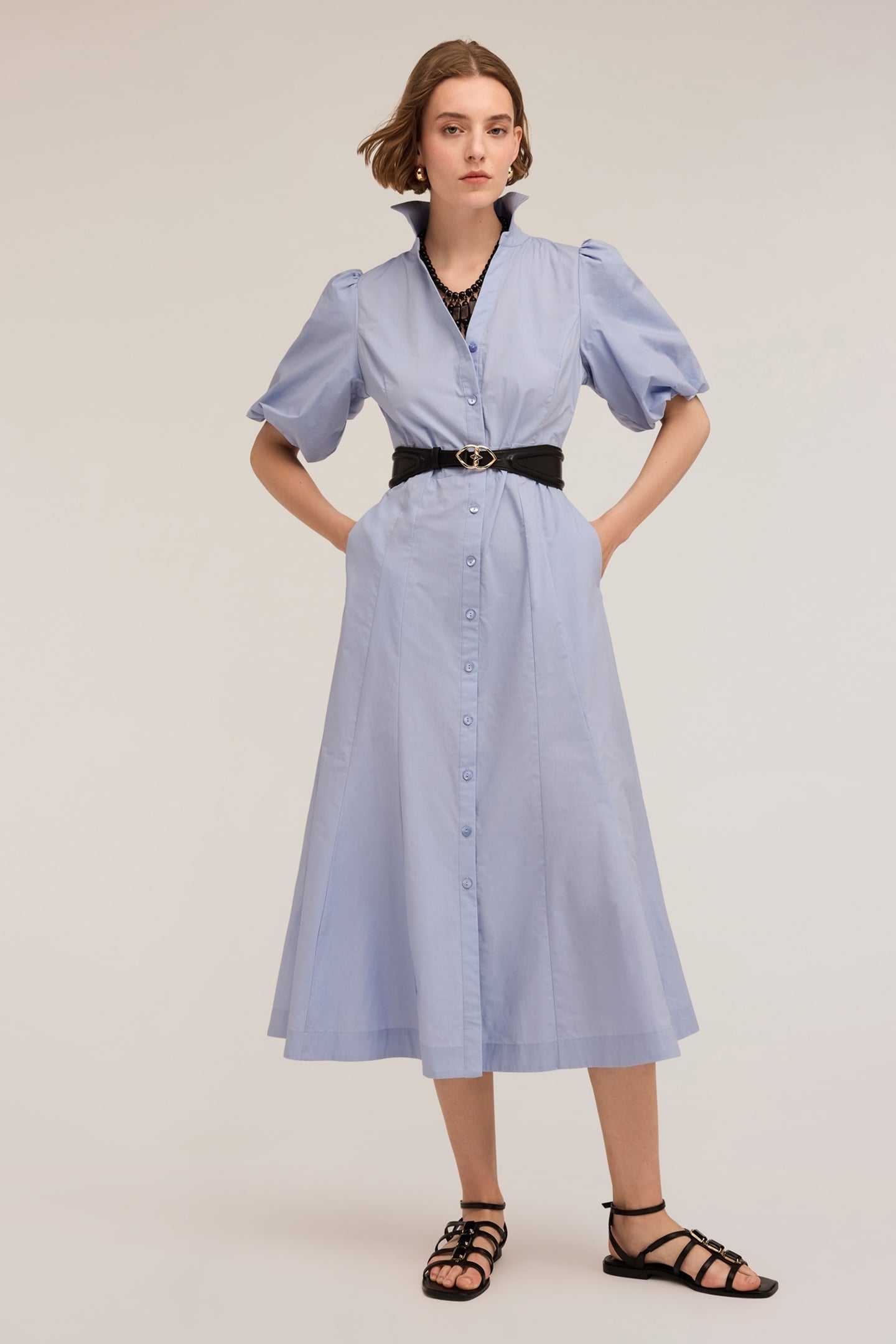POPLIN CHEMISIER DRESS LIGHT BLUE 1