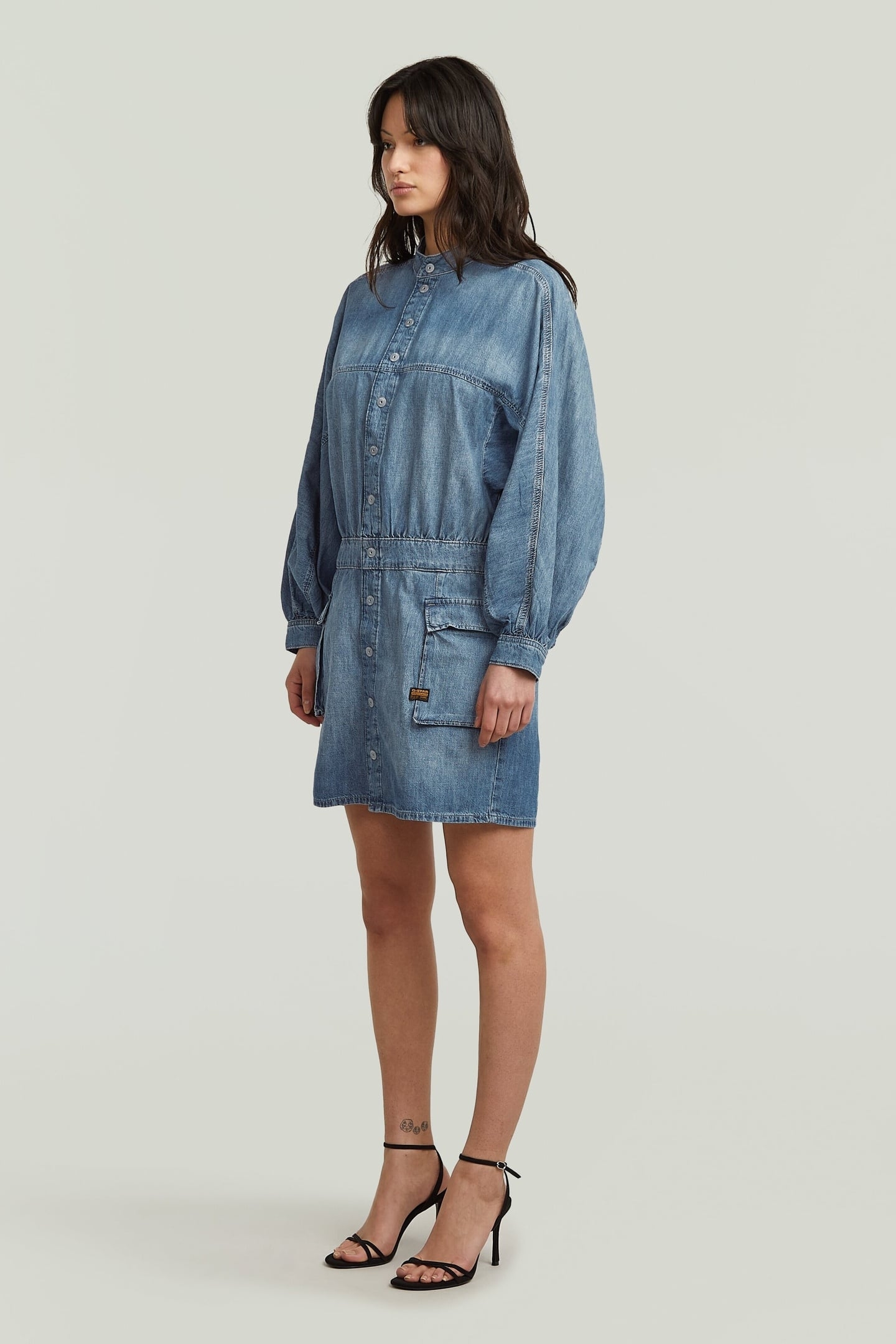 MACRO BALLOON DRESS L\S ANTIQUE FADED THAMES 2