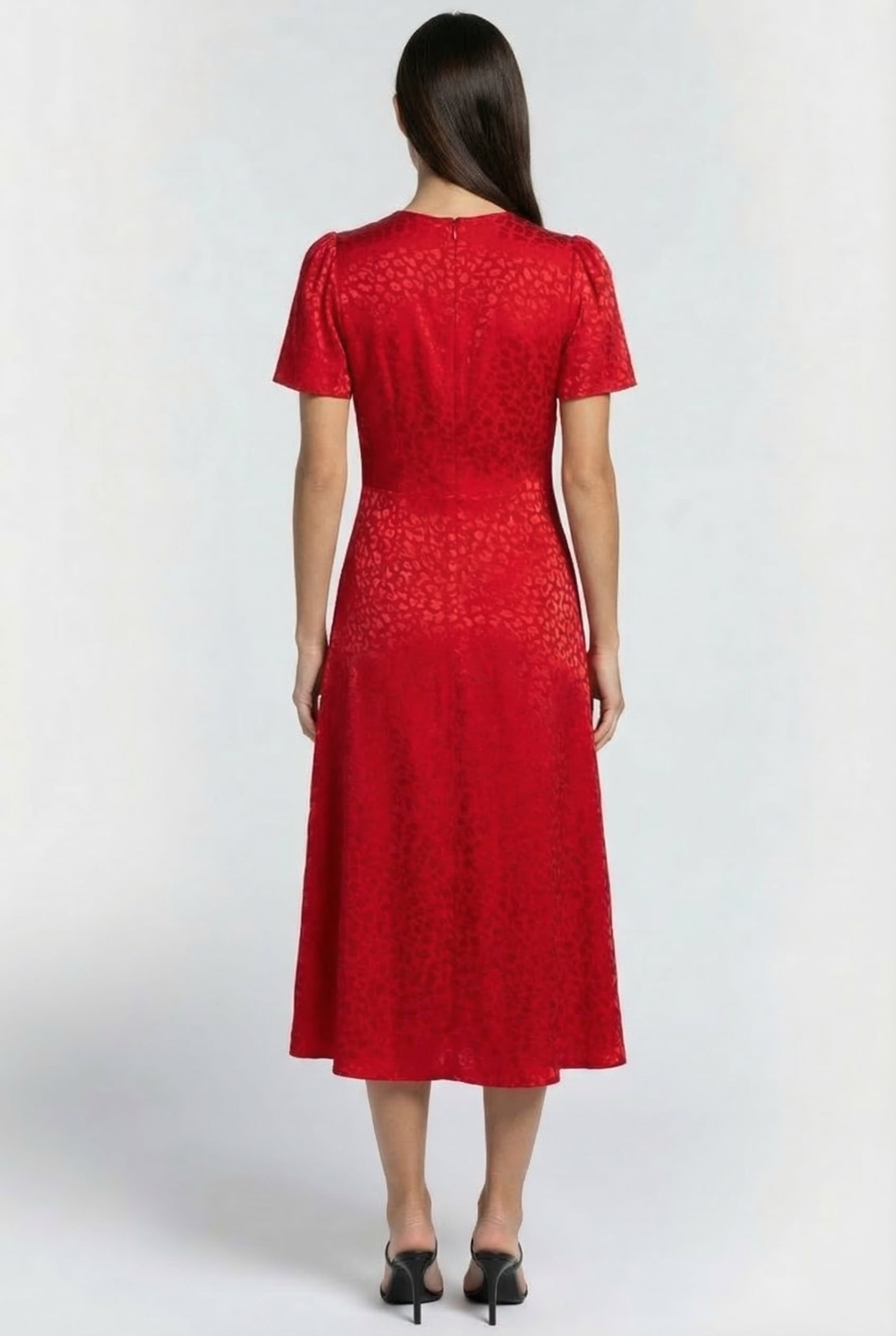 MIDI DRESS IN CRIMSON JAQUARD 2