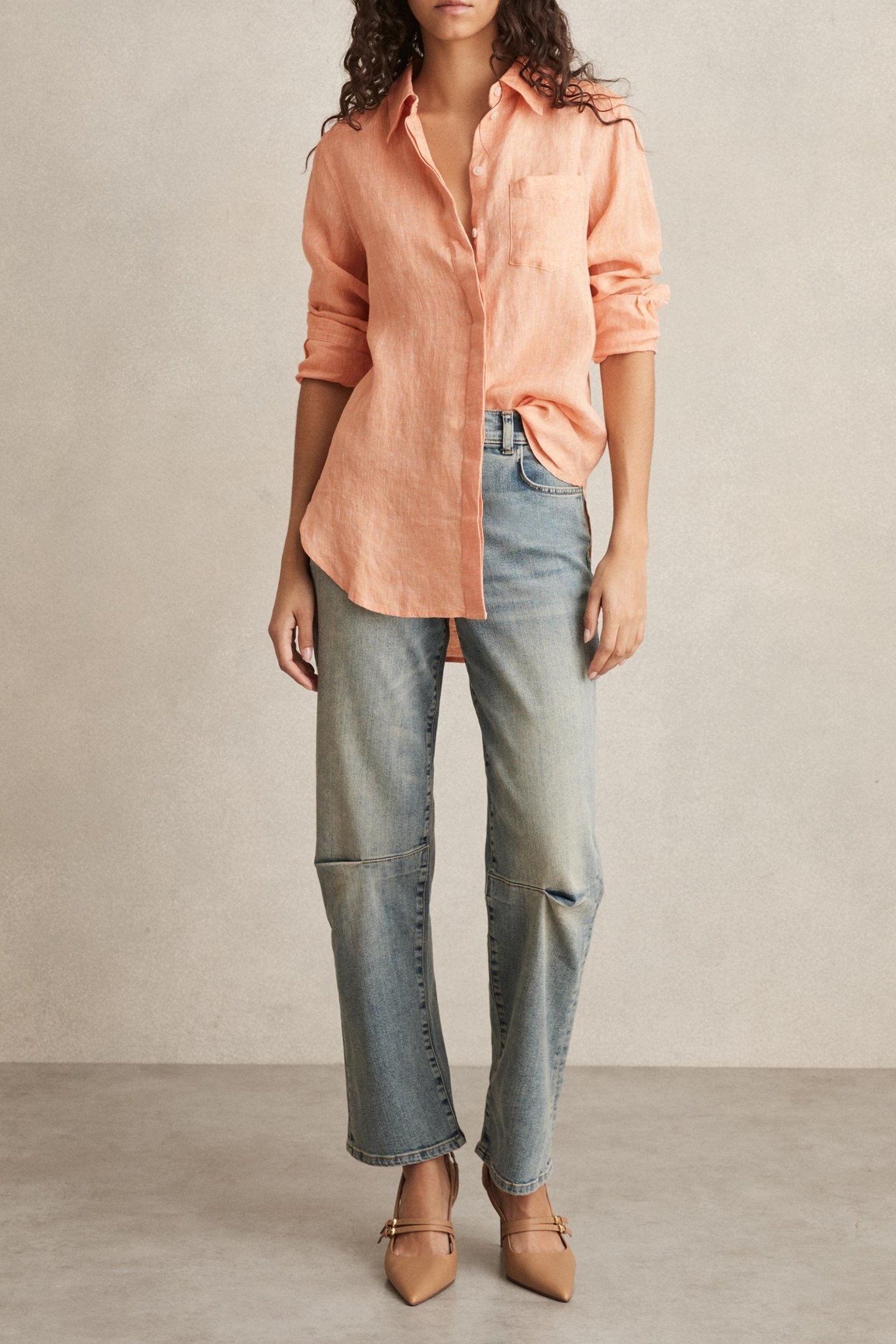 LINEN SHIRT ORANGE 1