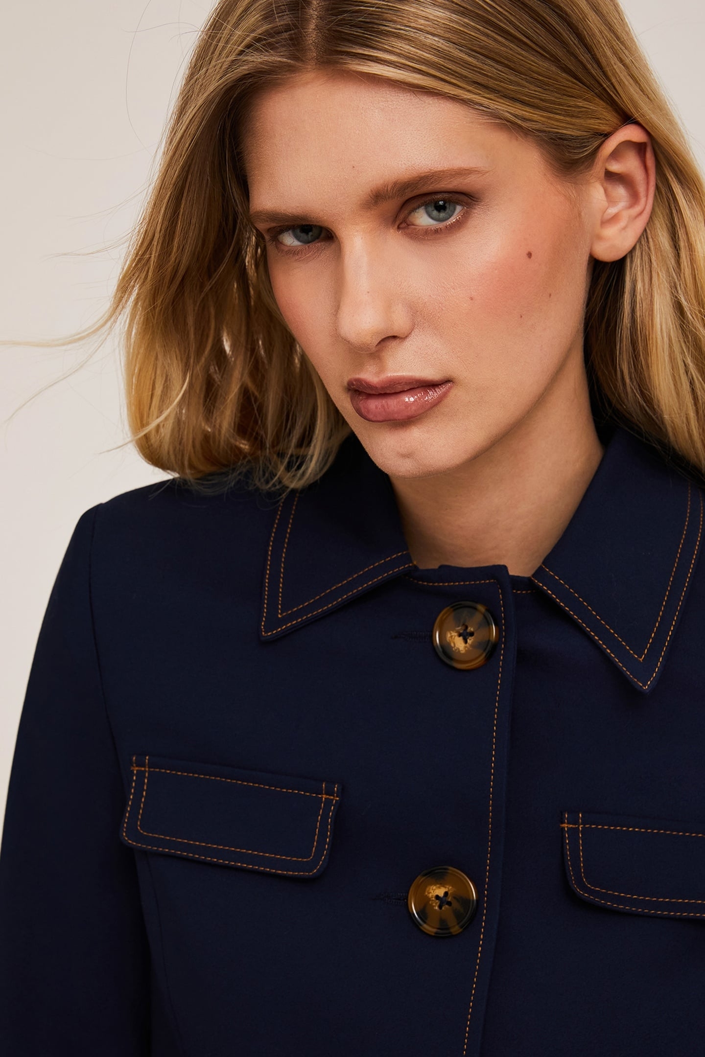 COTTON JACKET WITH OVERSIZED BUTTONS BLUE 5