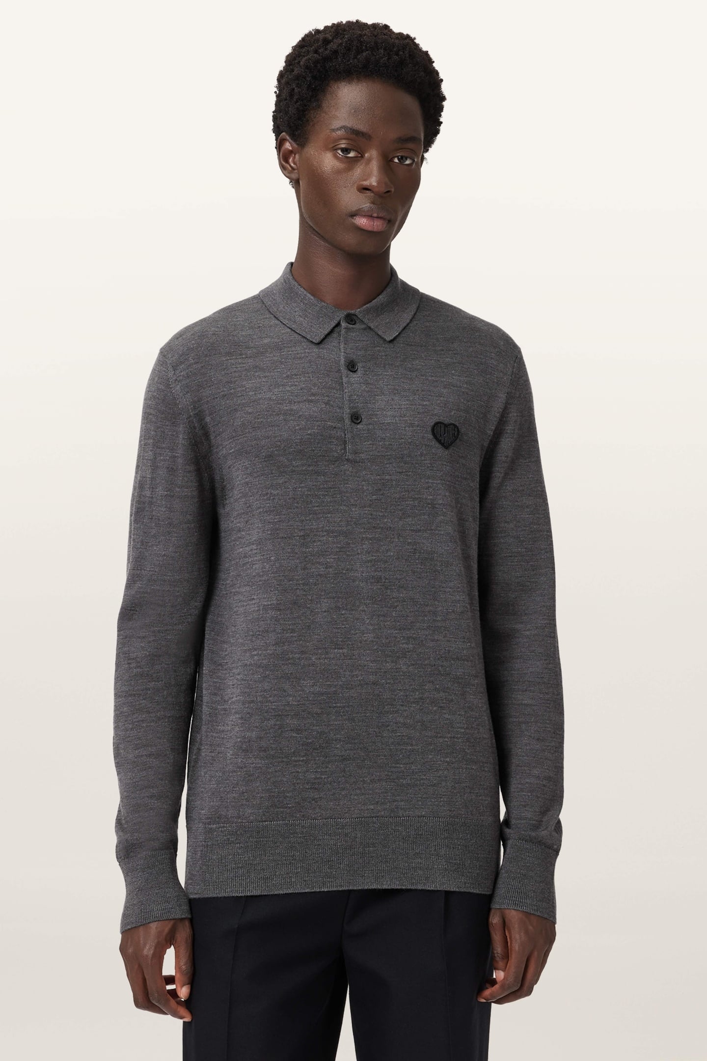 LVER MERINO LS POLO MONUMENT GREY 1