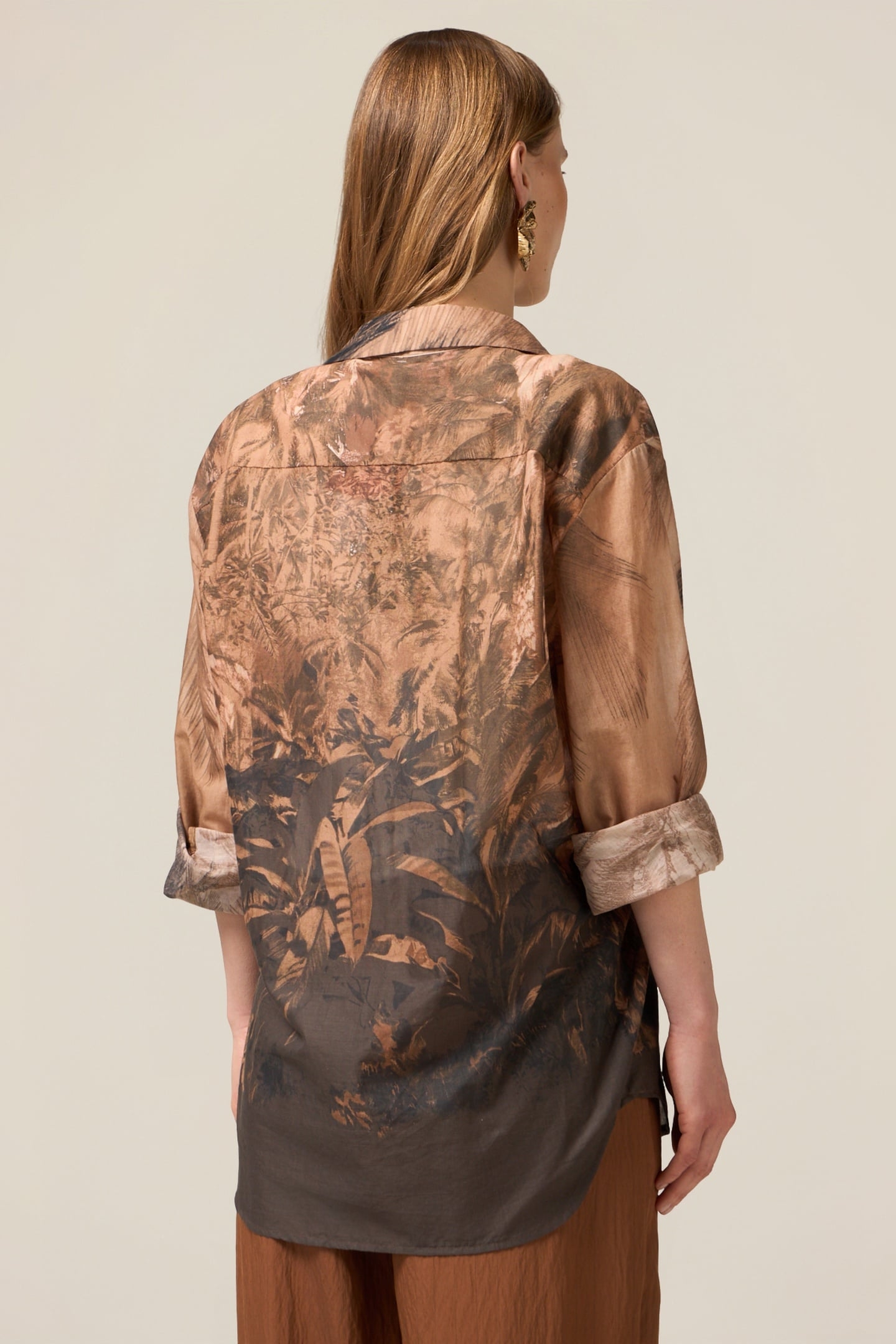 PATTERNED COTTON MUSLIN SHIRT BROWN 3