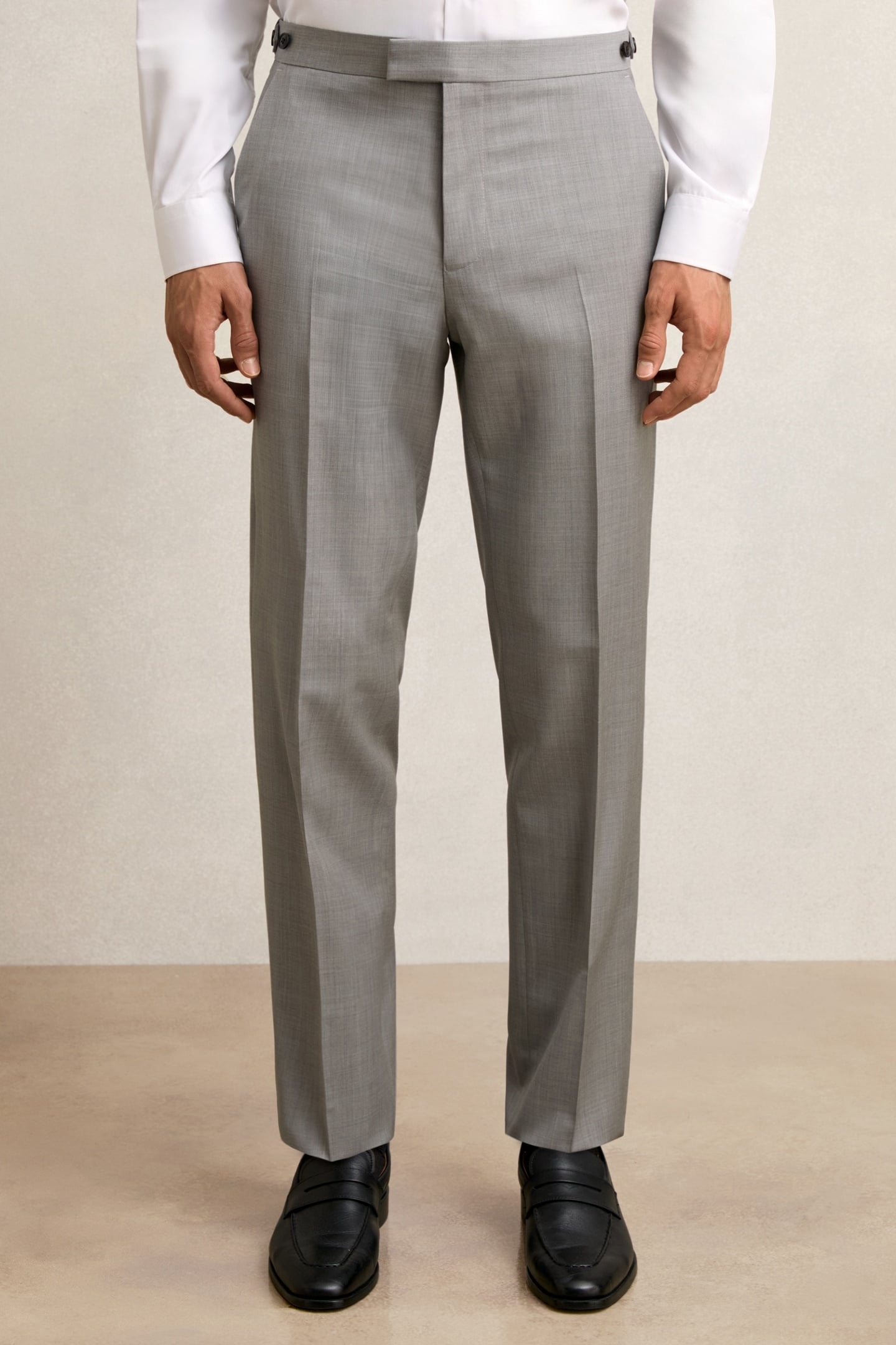 PLAIN WOOL MIXER TROUSER MID GREY 2