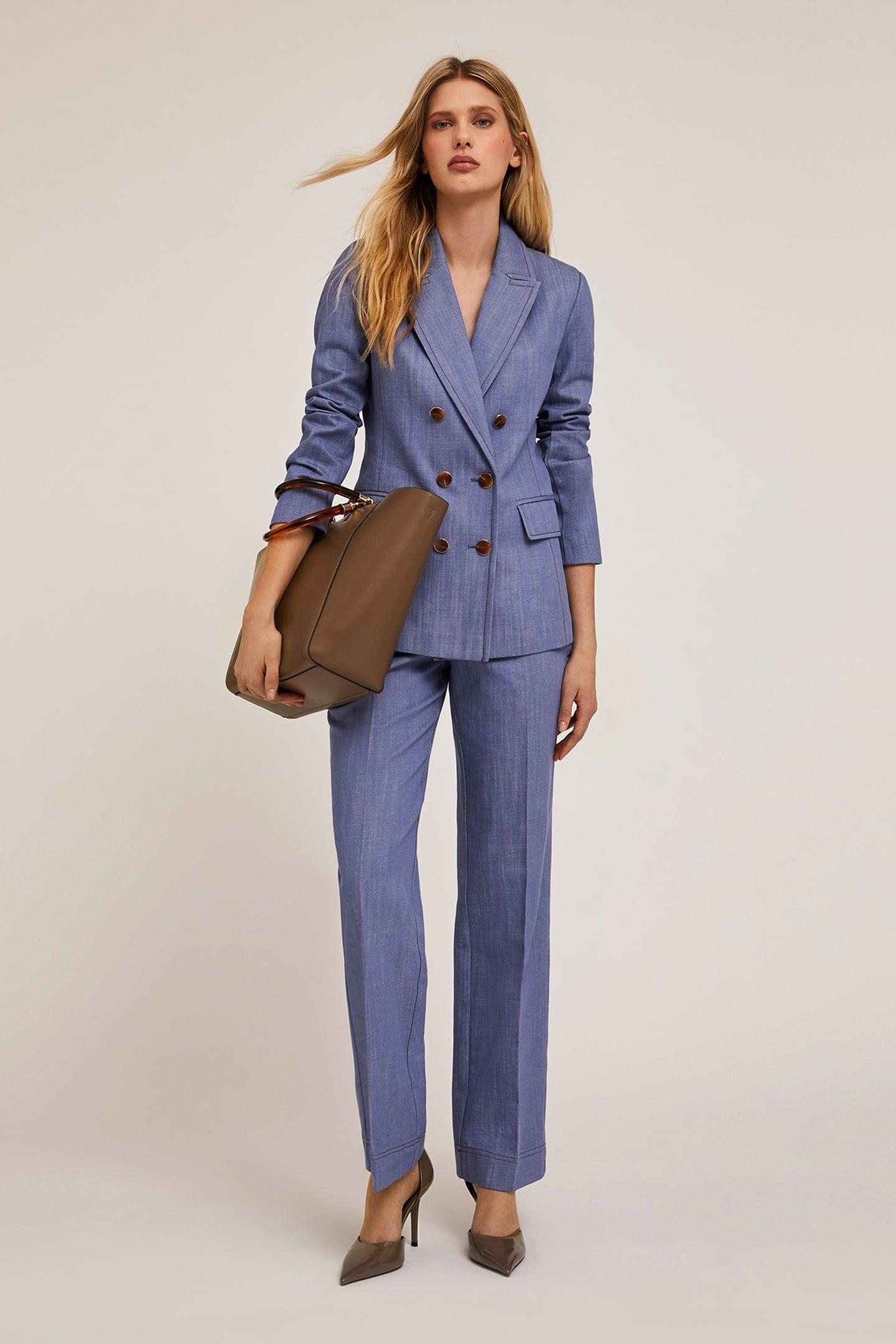 COTTON CANVAS WIDE TROUSERS LIGHT BLUE 1