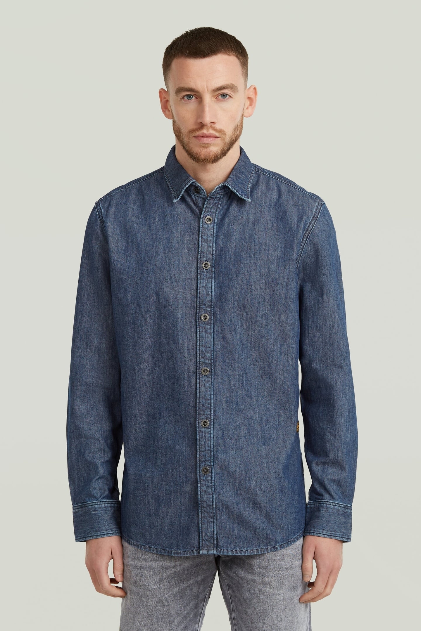 CLEAN SLIM SHIRT L\S WORN IN SEA STONE 2