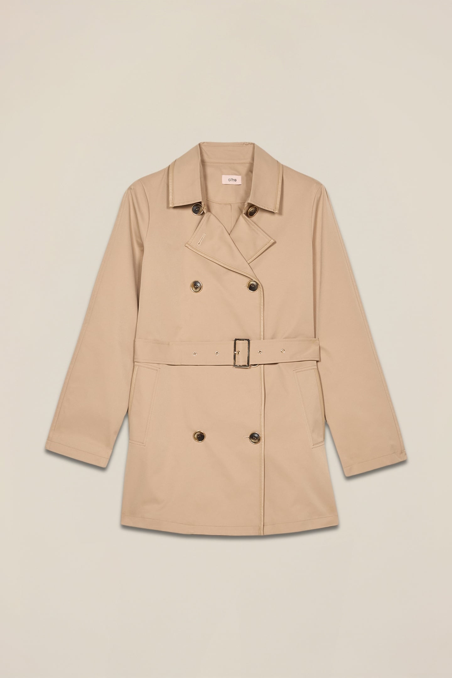 TRENCH COAT WITH COATED FABRIC TRIM BEIGE 4