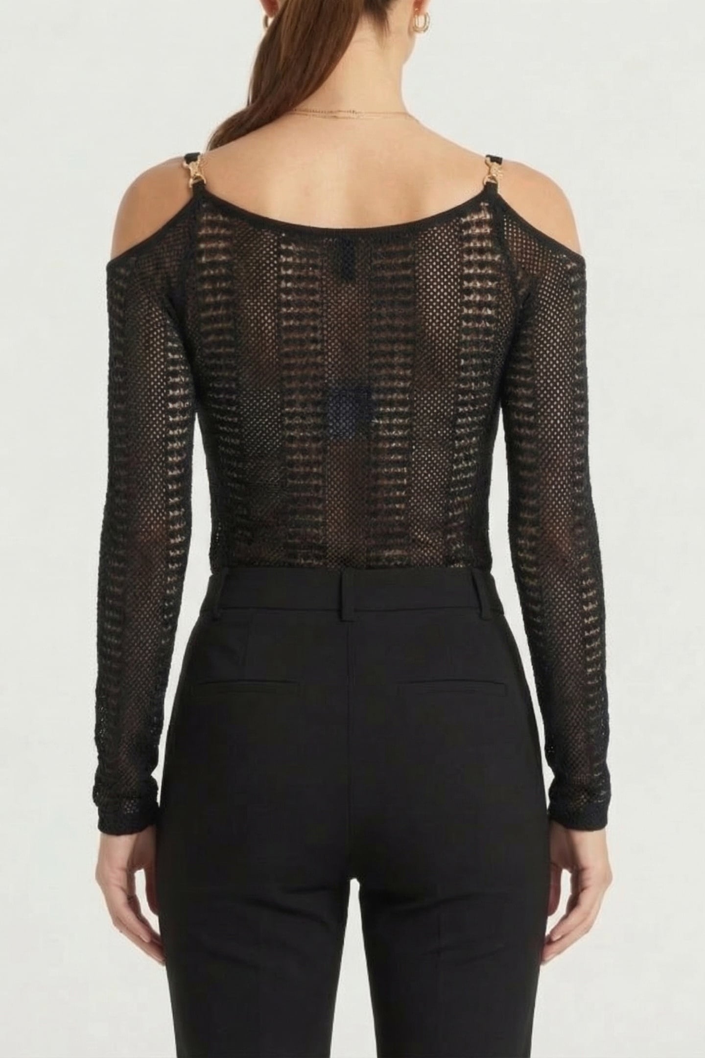 MARCIANO BY GUESS EMMA LS CUT OUT TOP SWEATER JET BLACK 2