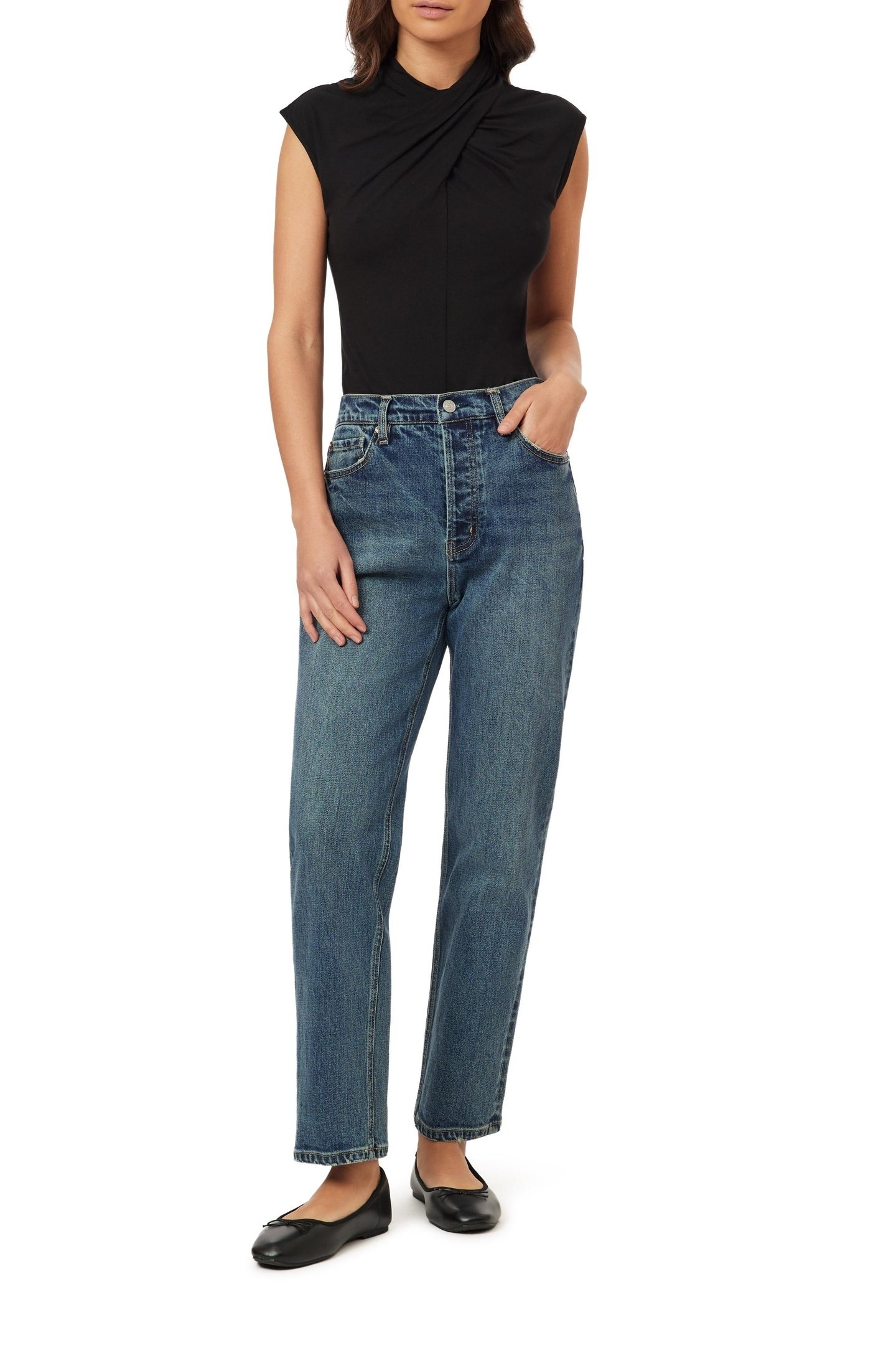 DRAPED NECK TOP BLACK NIGHT 1