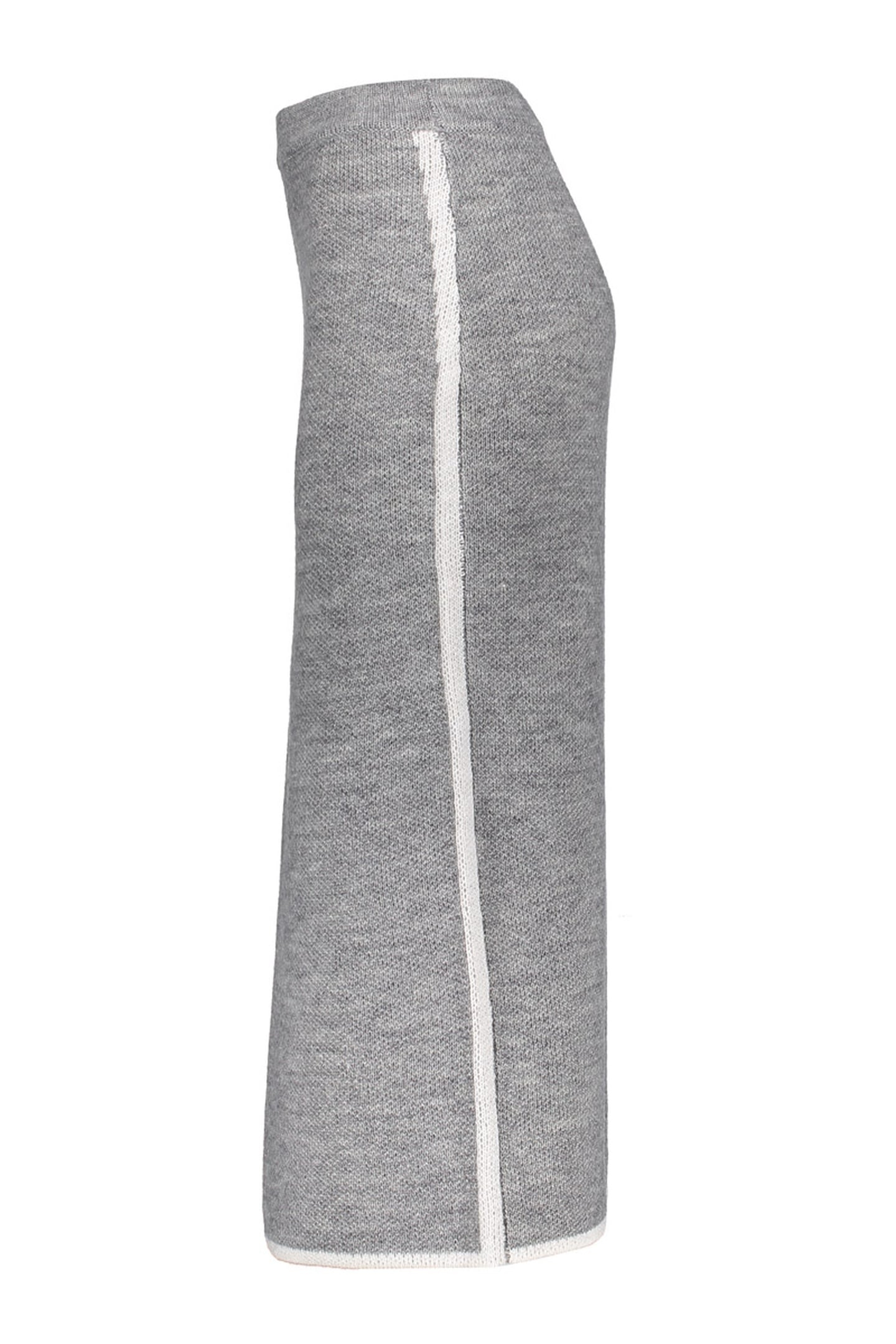 SKIRT KNIT CONTRAST HEM GREY MELANGE/OFF-WHITE 3