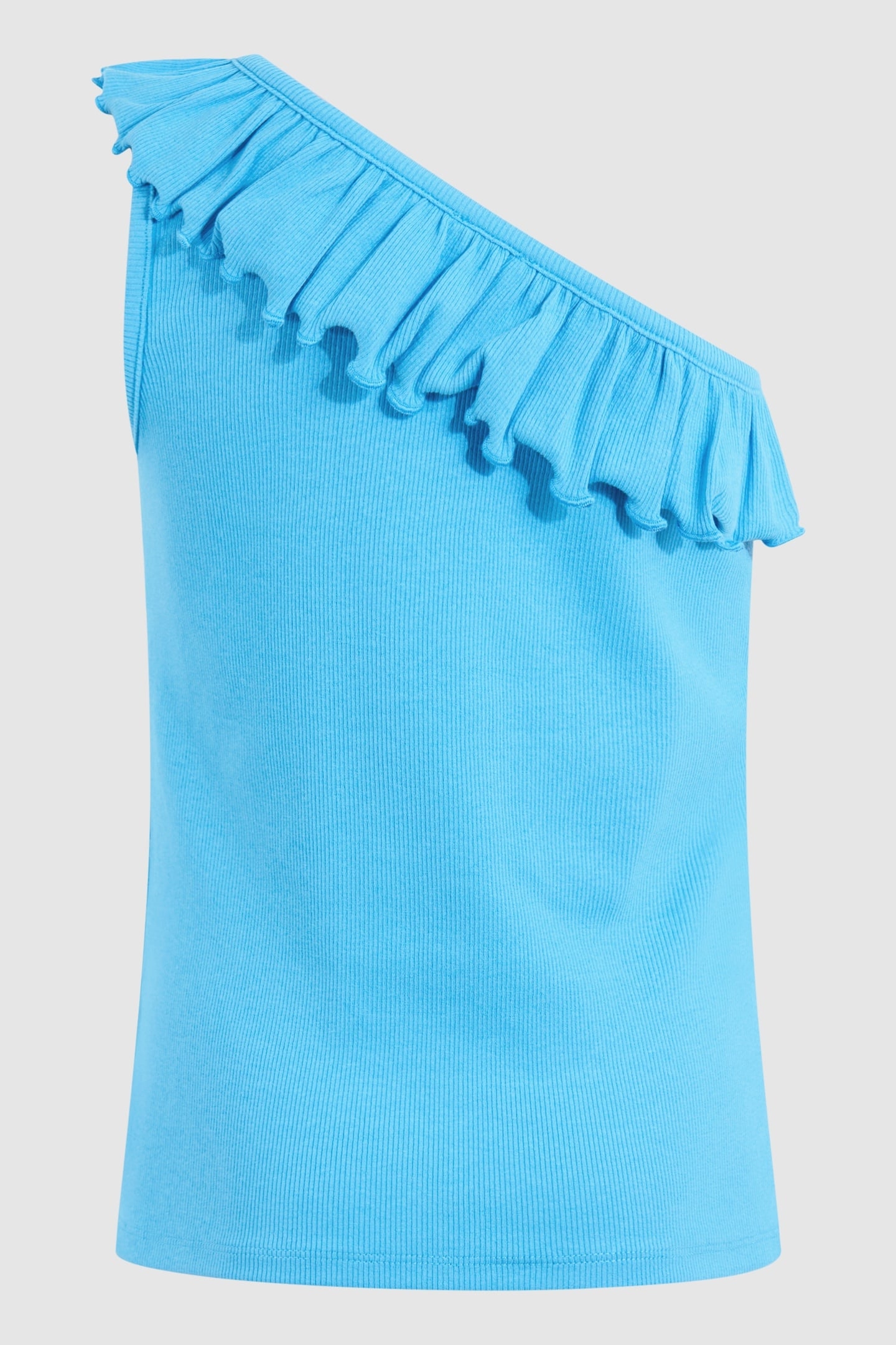 GIRLS ONE SHOULDER RIB TOP BLUE 5