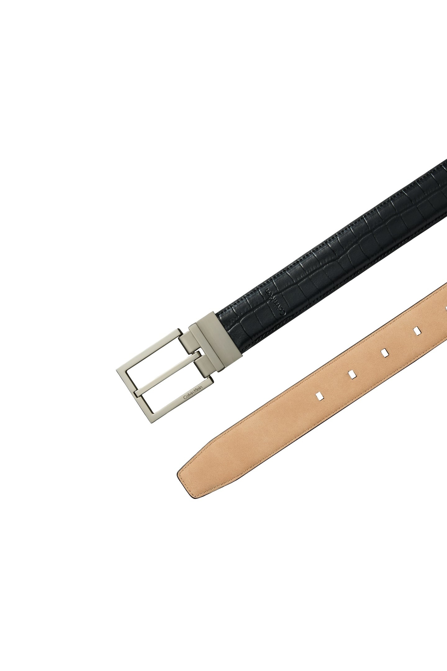 SQUARE BUCKLE CROC BELT BLACK/BRUSHED NICKEL 3