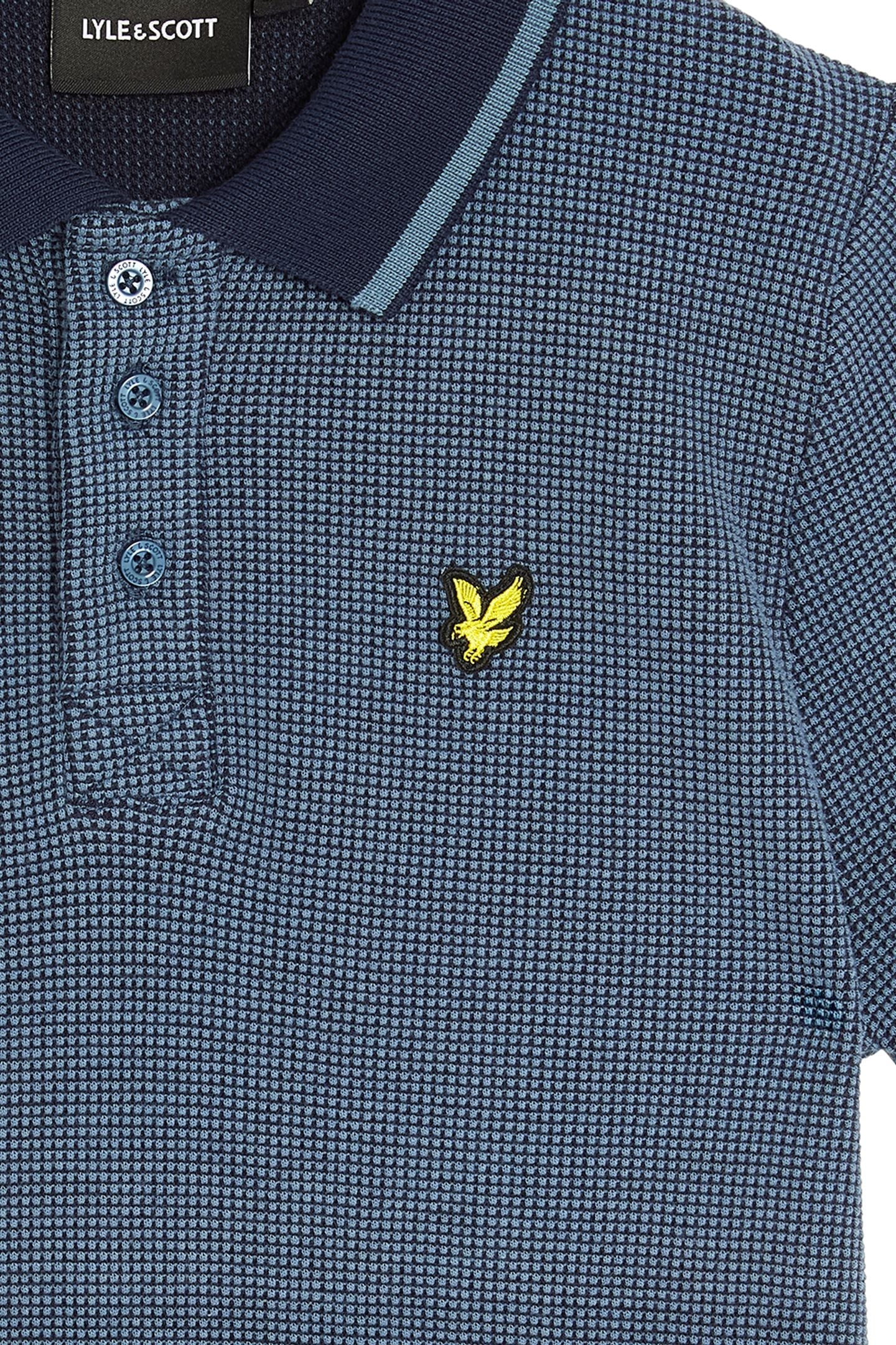 TWO TONE WAFFLE POLO SHIRT DARK NAVY 3