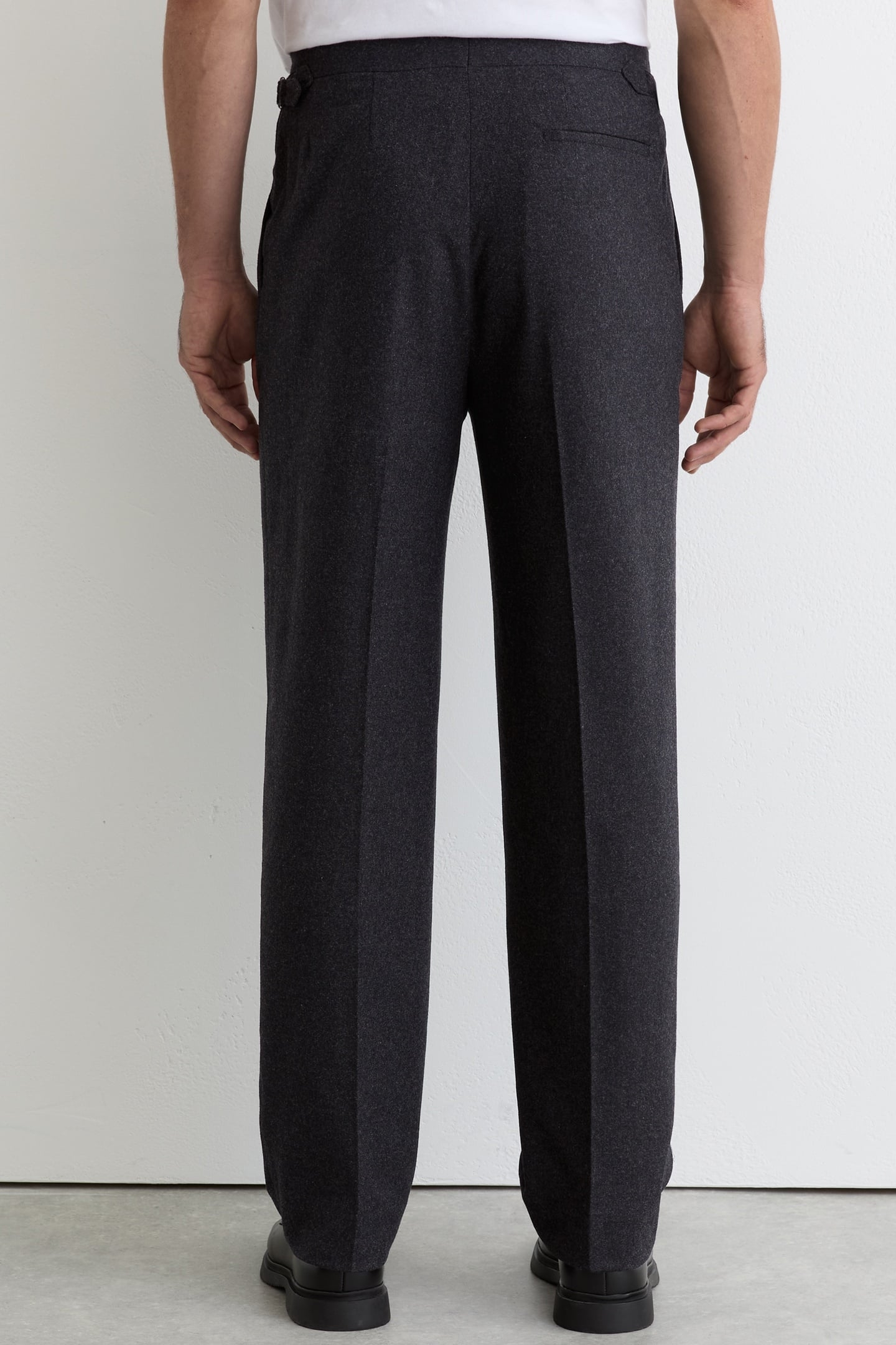 FLANNEL WIDE LEG TROUSER CHARCOAL GREY 4