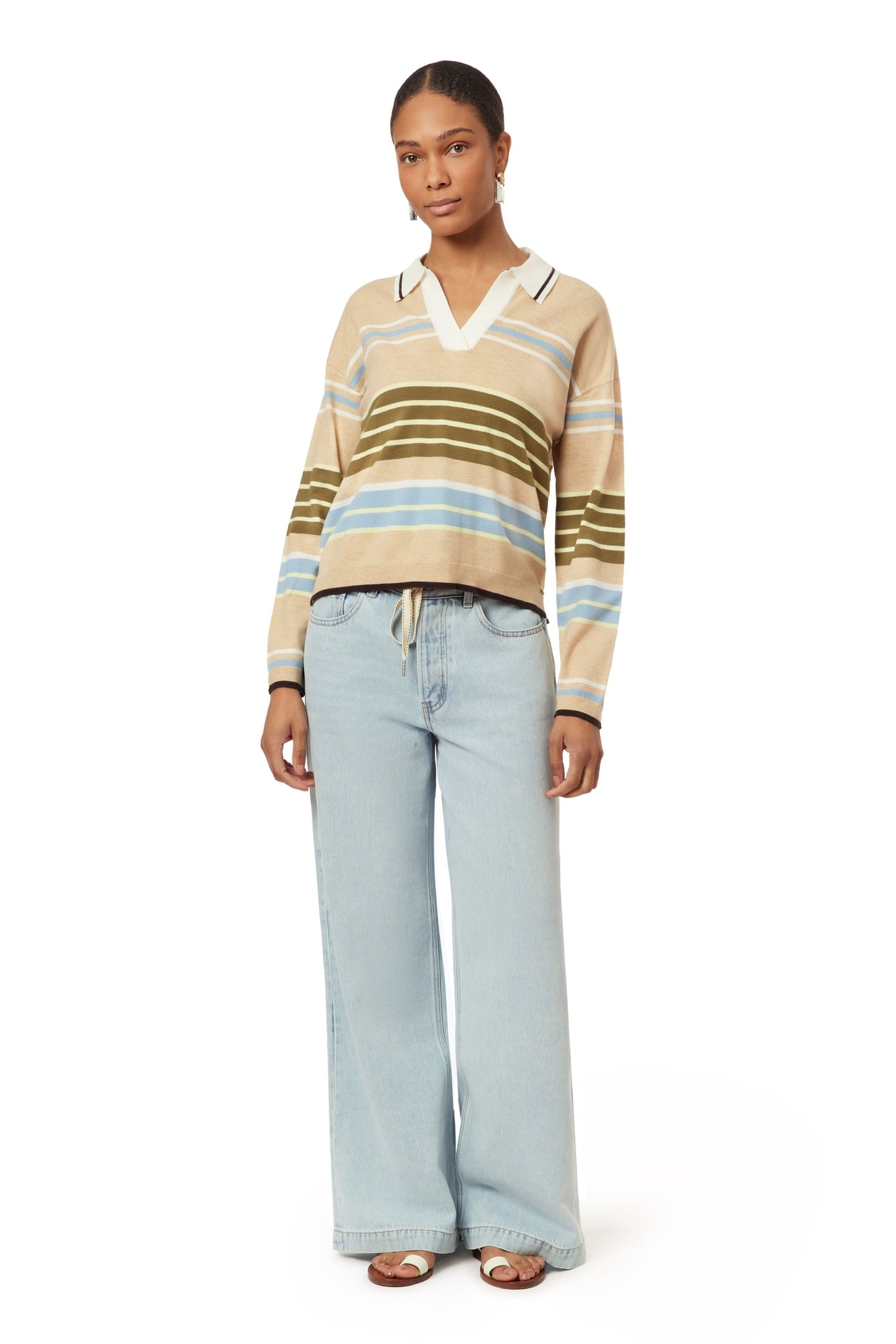 RUGBY PULLOVER OATMEAL HEATHER ENGINEERED STRIPE 2