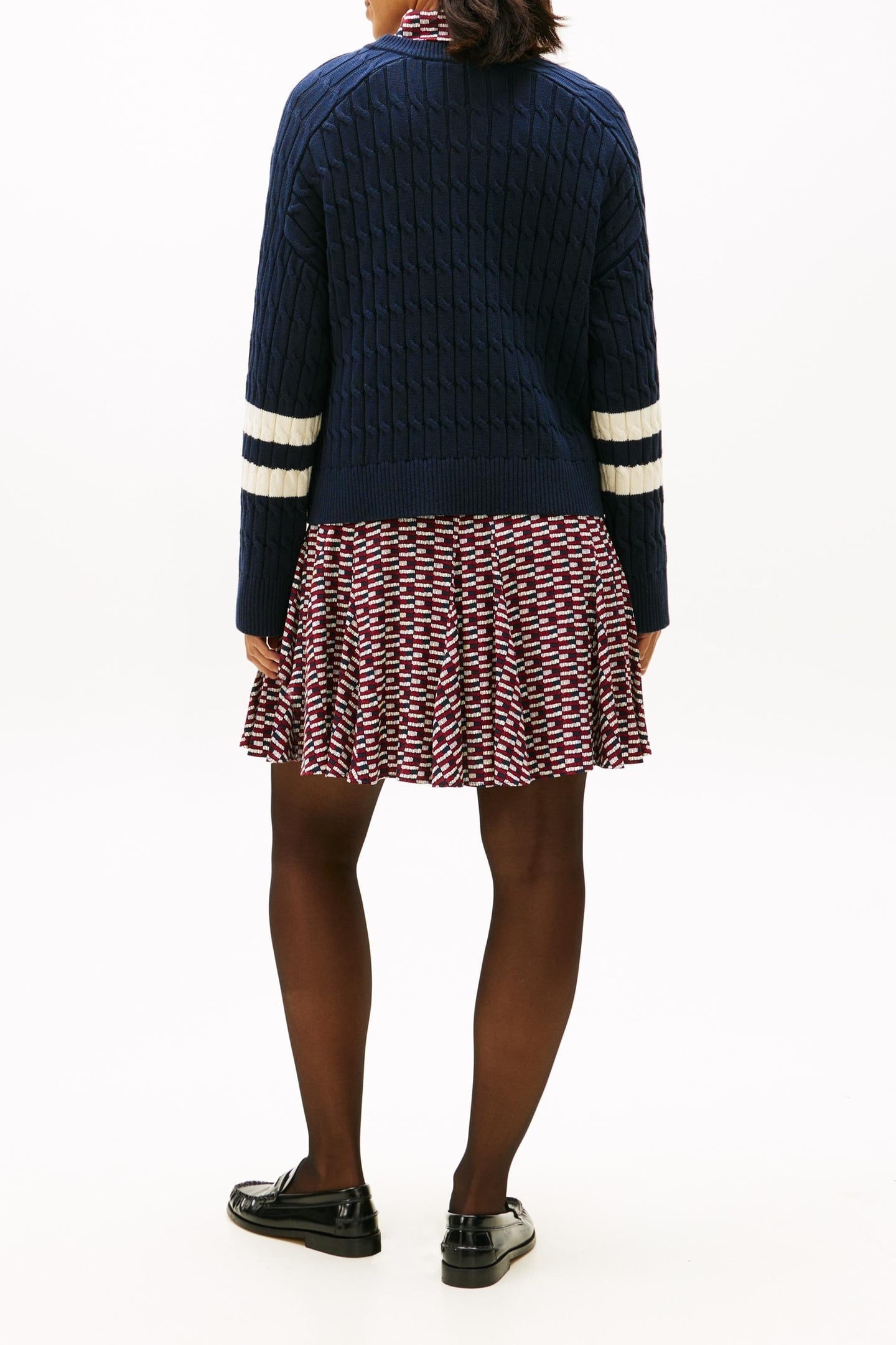 LOGO EMBROIDERY RELAXED CABLE KNIT JUMPER DARK NIGHT NAVY 4