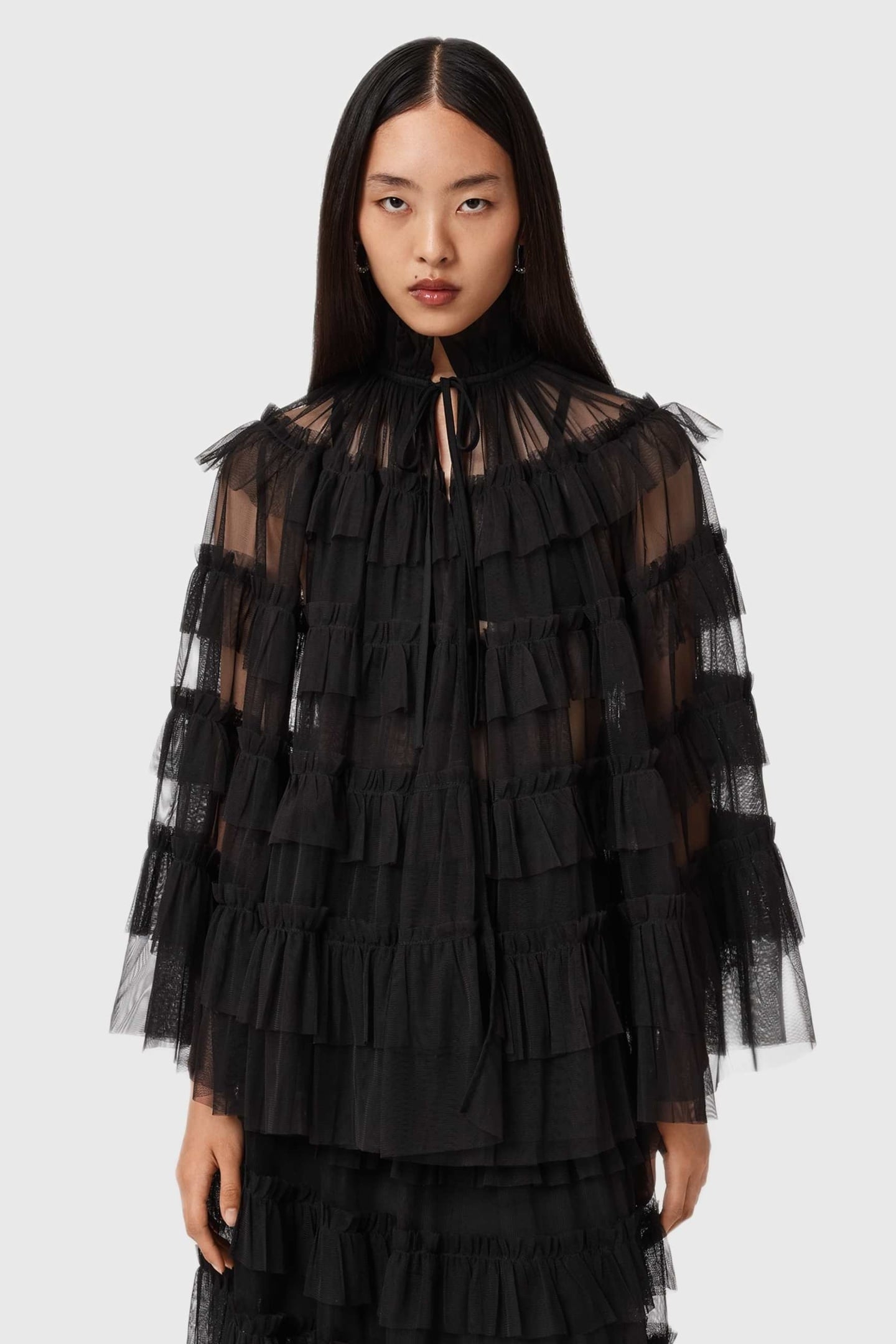 AUDE RUFFLE CAPE BLACK 1