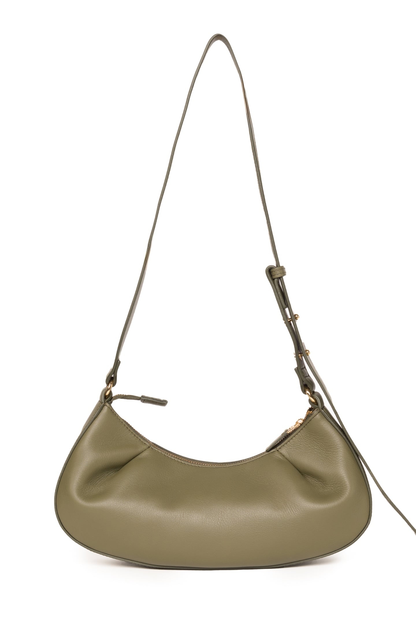 DIMPLE MOON SMALL LEATHER OLIVE GREEN 1