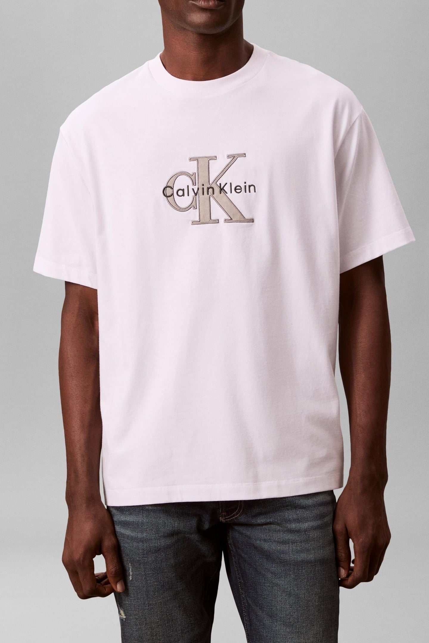 SS 16S TRICOLOR MONOLOGO TEE BRIGHT WHITE 2