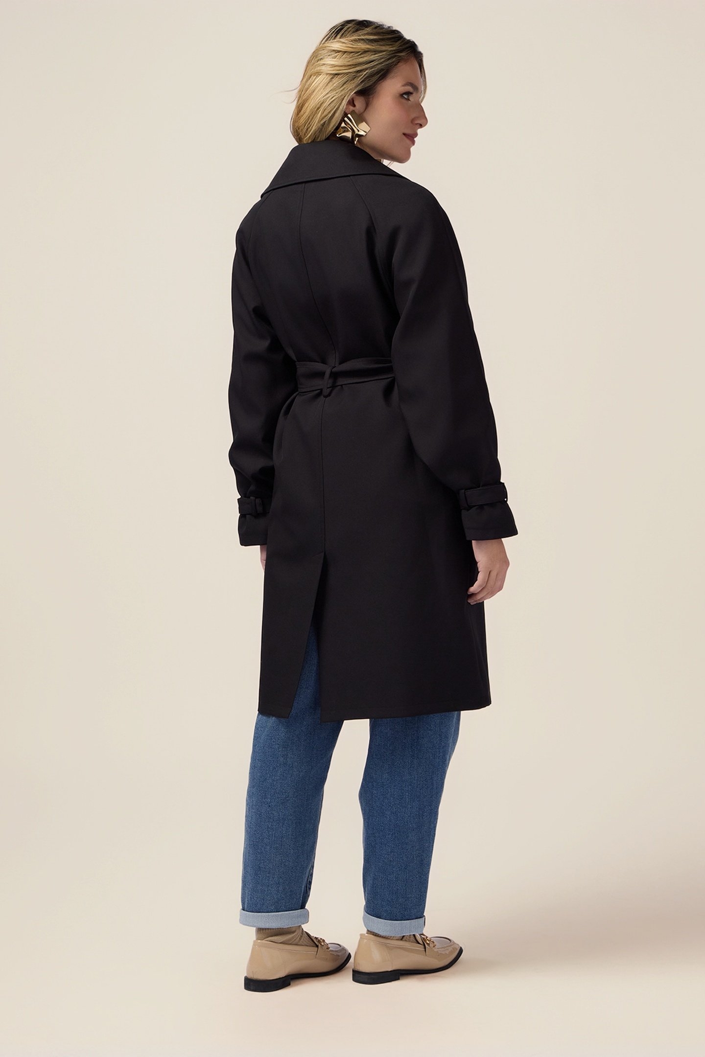DOUBLE-BREASTED TRENCH COAT BLACK 2