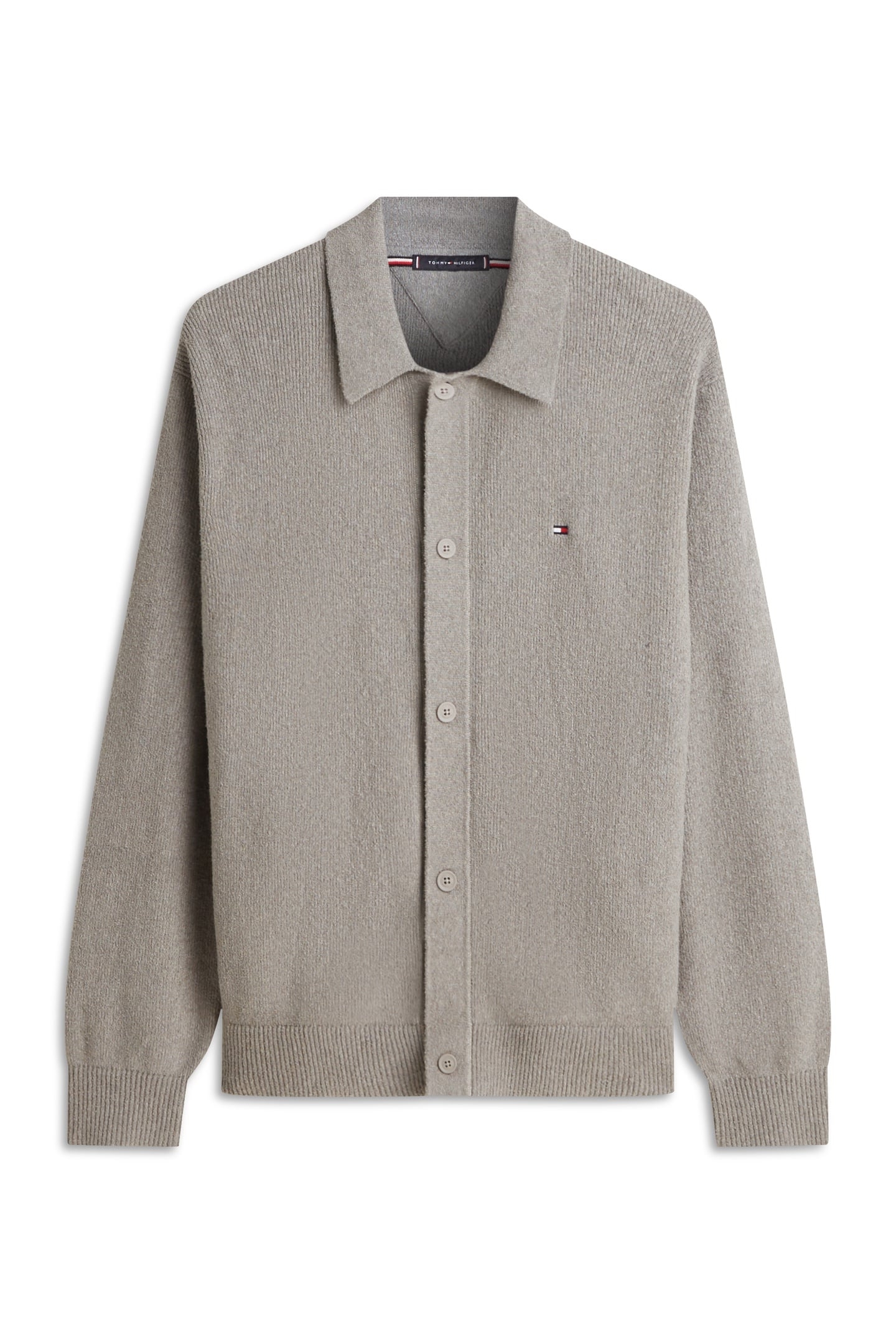 TEXTURED POLO CARDIGAN MEDIUM GREY HEATHER 2