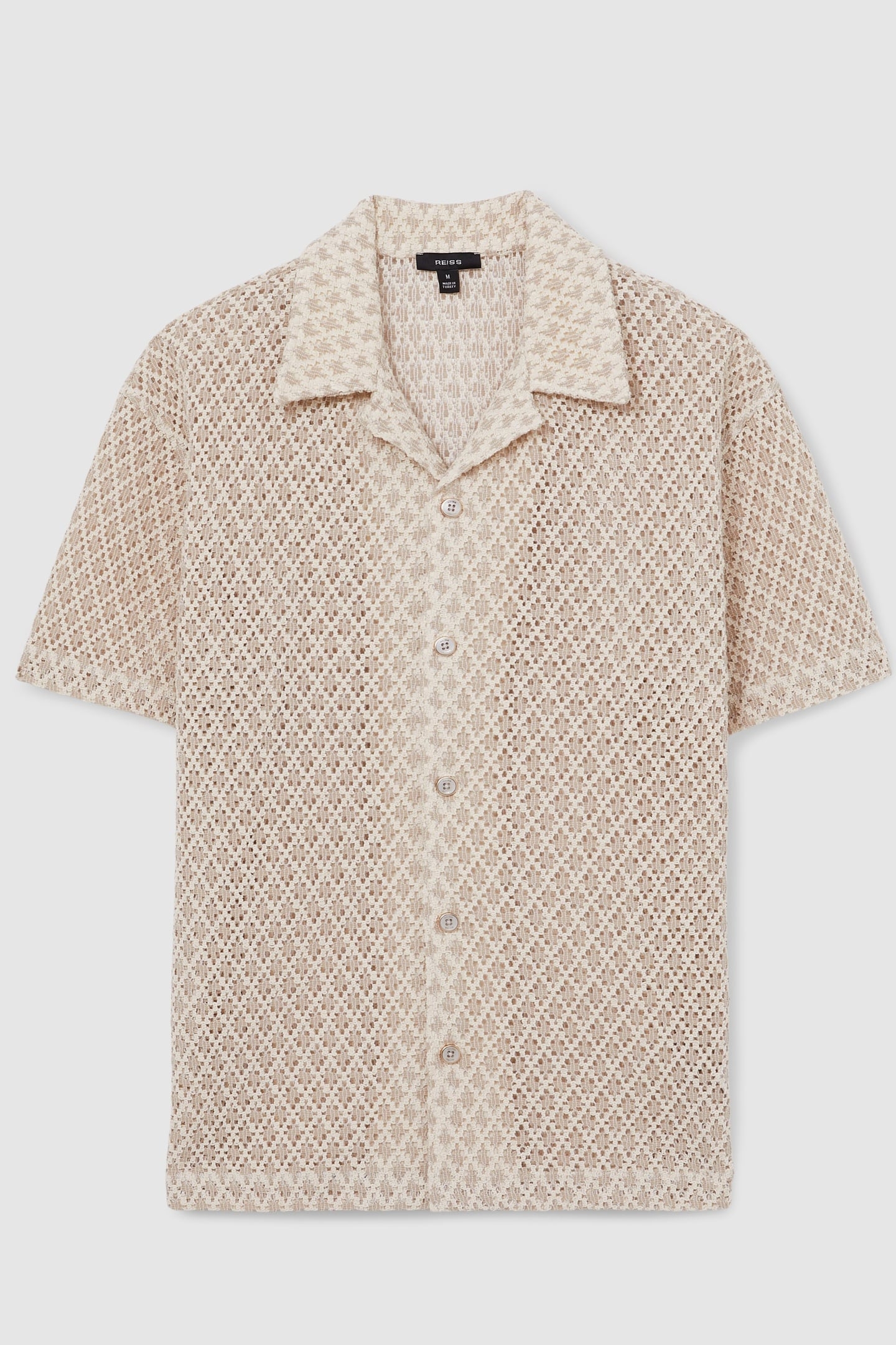 SS GEO CROCHET CUBAN SHIRT OATMEAL 3