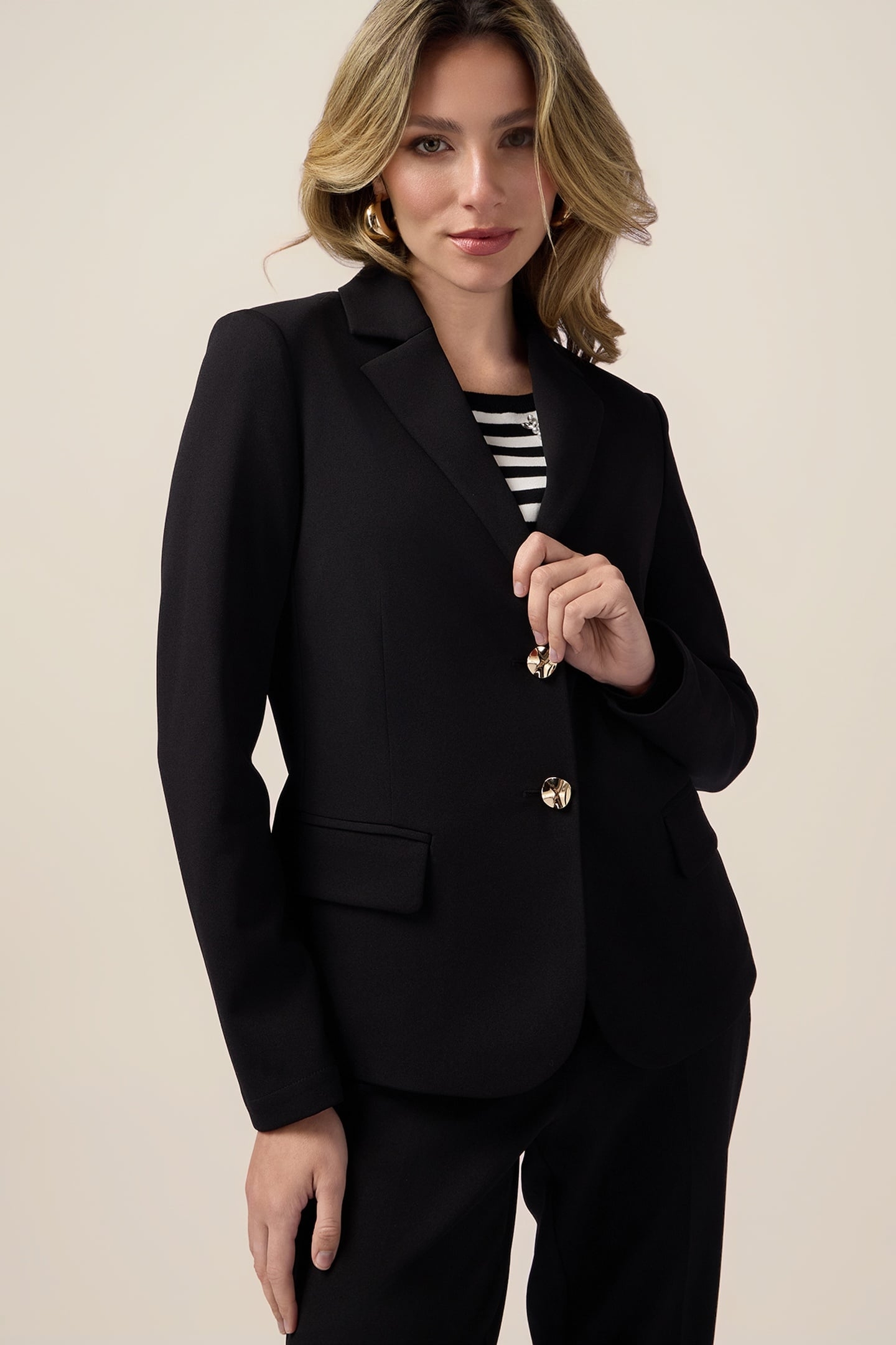BLAZER JACKET IN SCUBA CREPE FABRIC BLACK 1