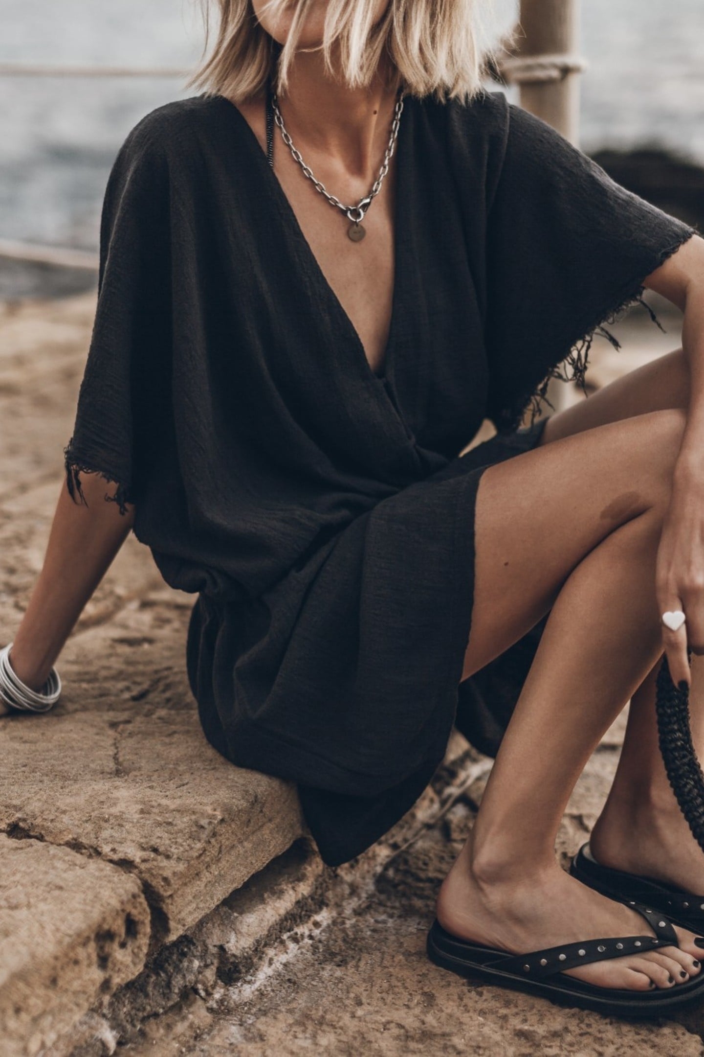 THE BLACK SHORT KAFTAN DRESS BLACK 2