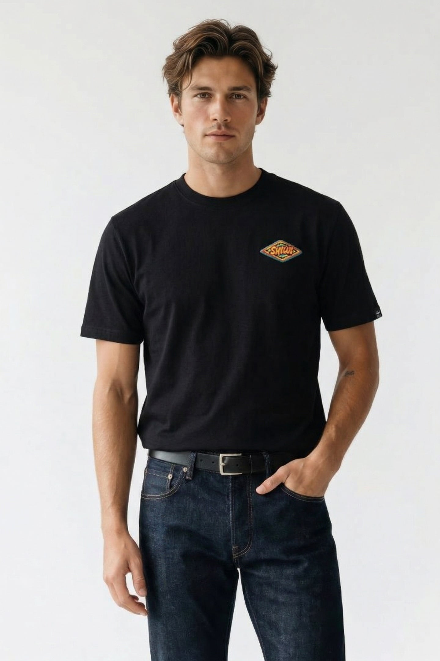 FINN RELAXED T-SHIRT SHIWI BADGE BLACK 1