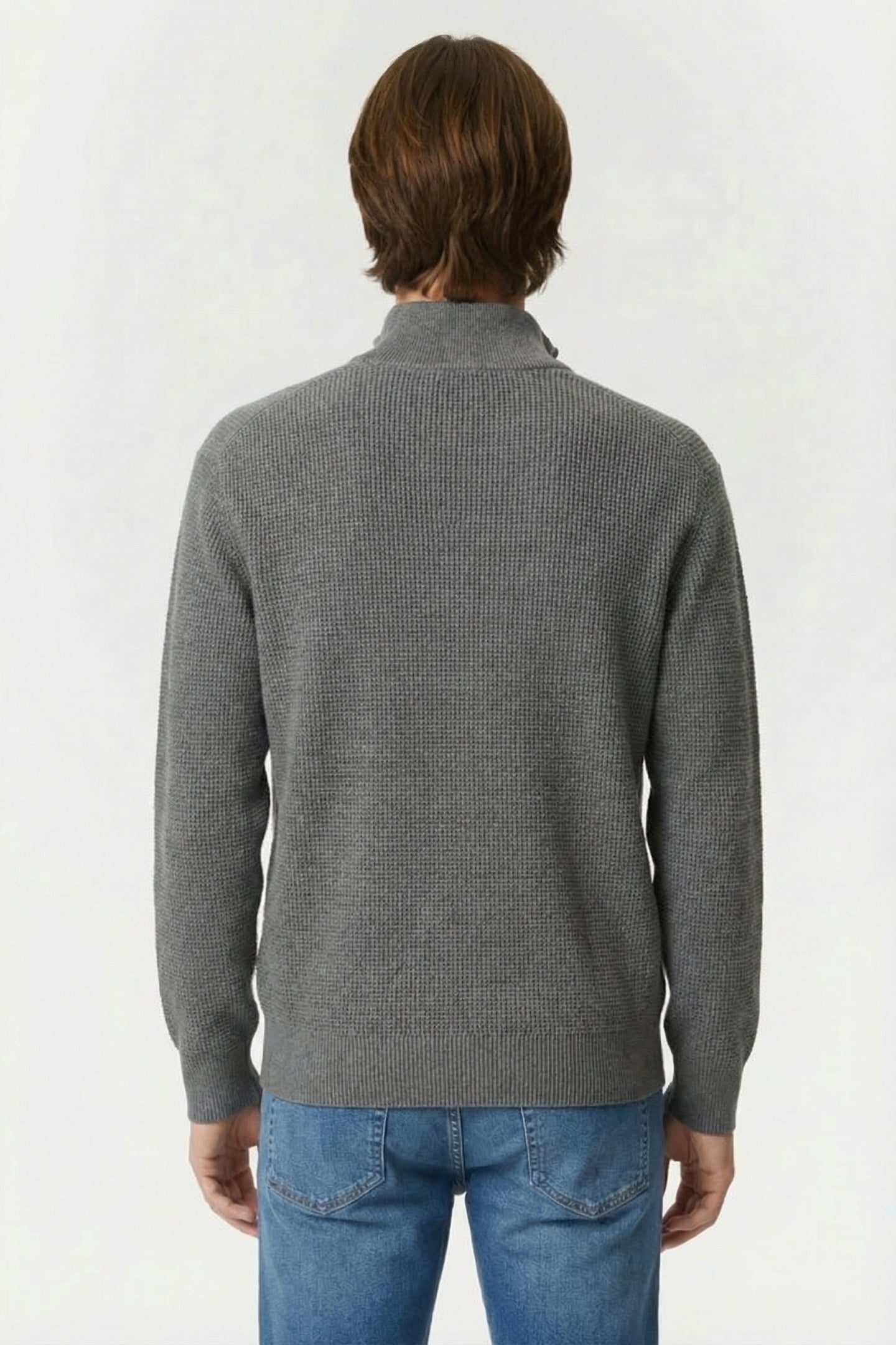 LS EZ COTTON WAFFLE SWEATER MEDIUM GREY HEATHER 2