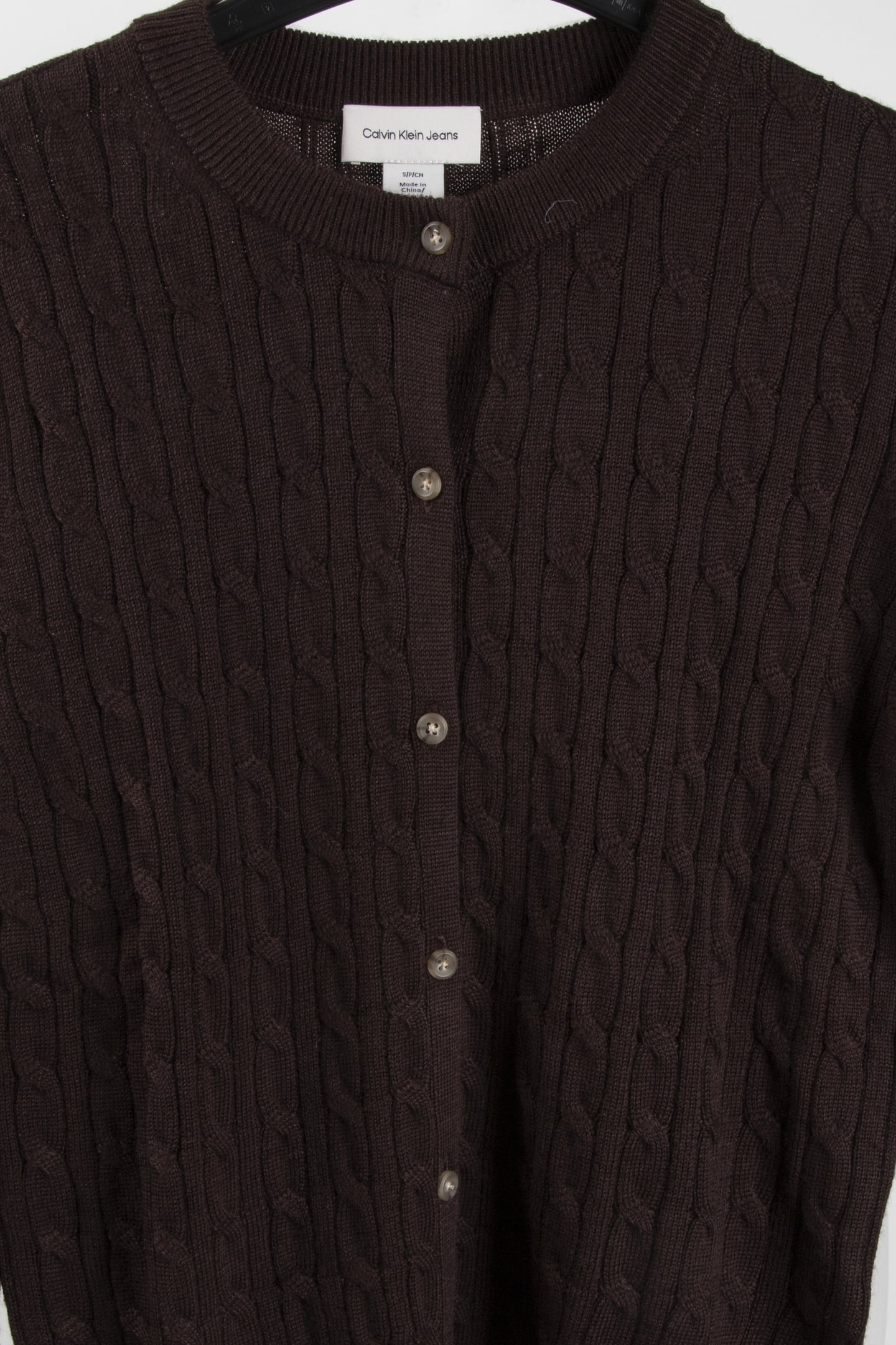 WOOL CABLE CREWNECK MOCHA BROWN 4