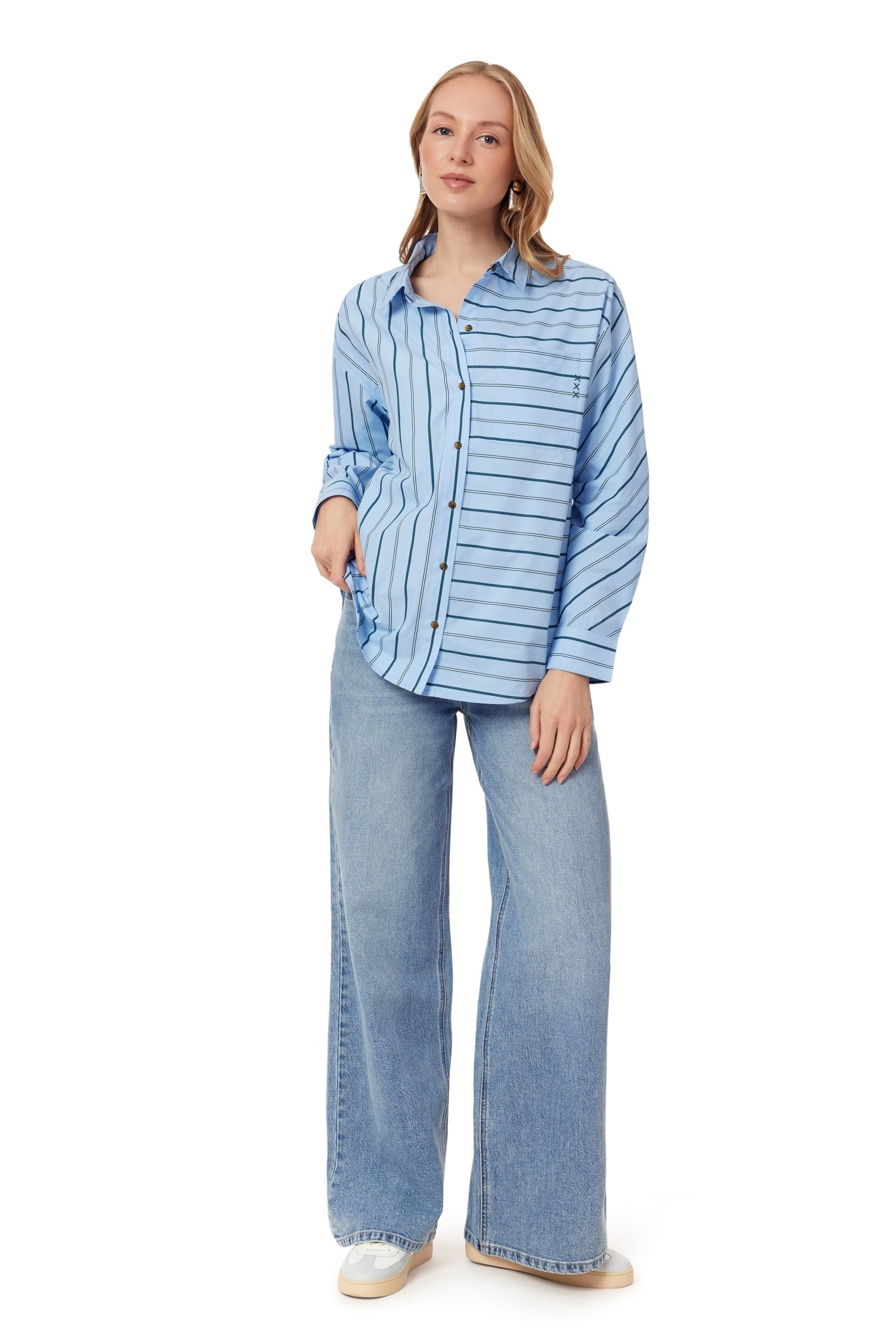 OVERSIZED SHIRT CERULEAN MULTI PINSTRIPE 2