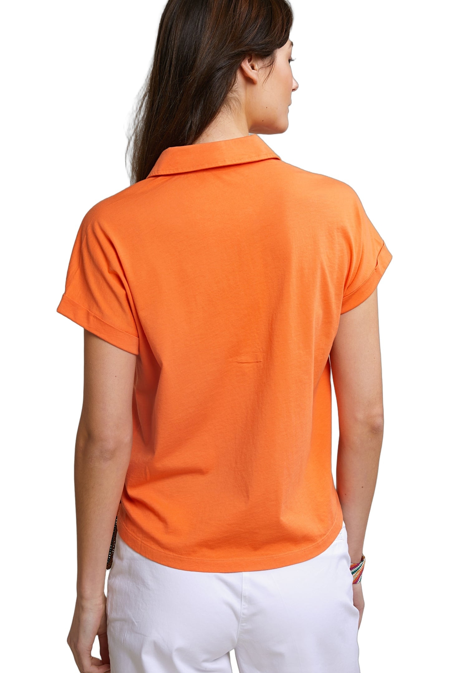 ORANGE V-NECK POLO T-SHIRT SHORT SLEEVES 3