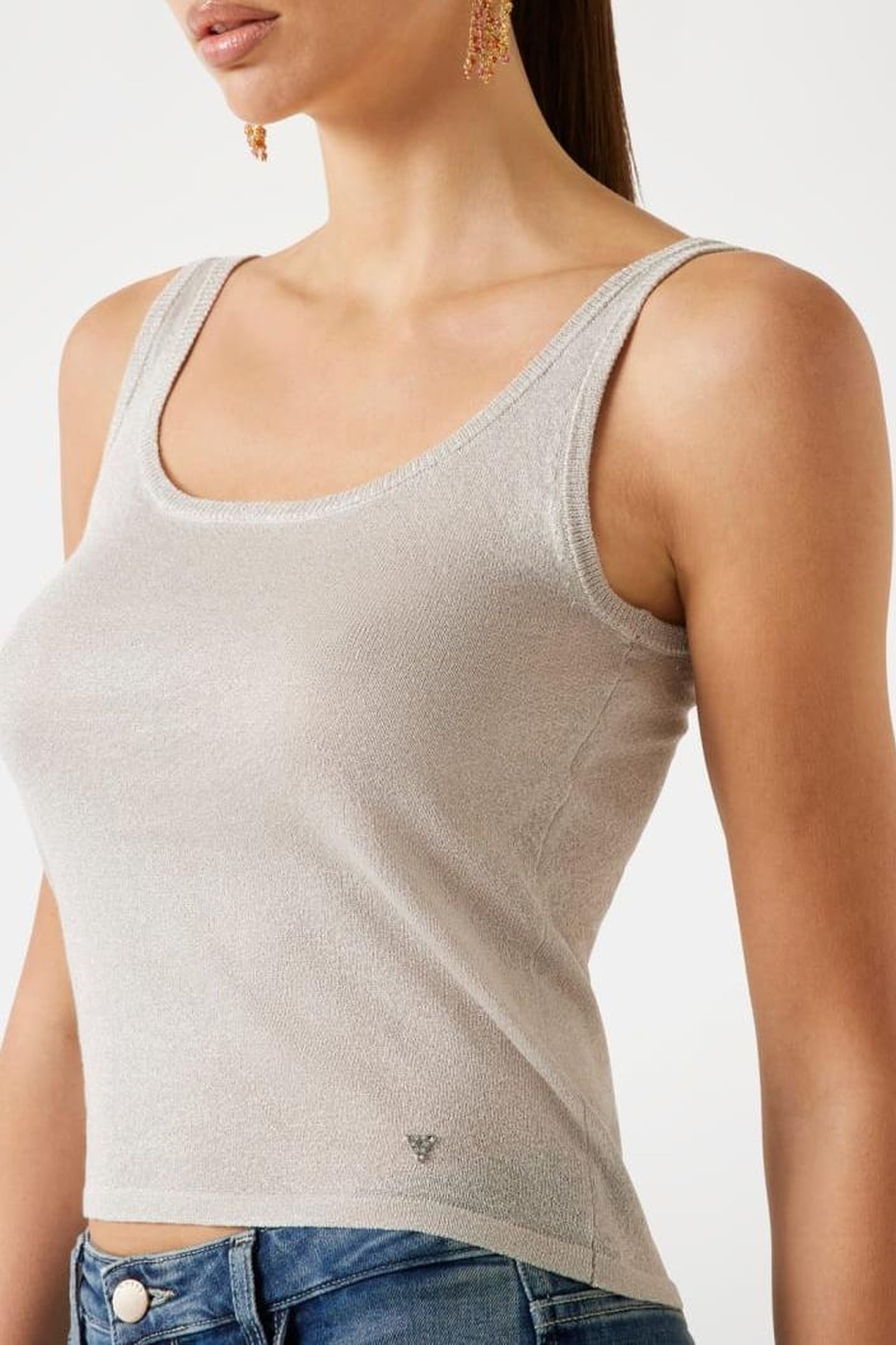 GUESS ECO NELLIE TANK TOP SWTR SILVER LUREX 5