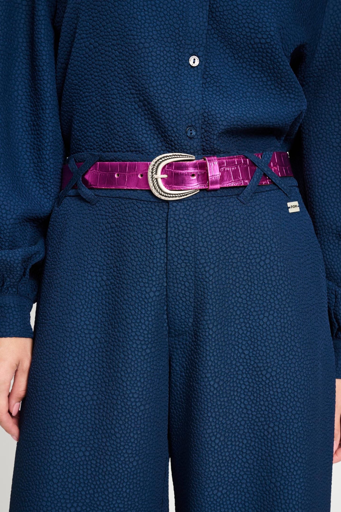 BELT - METALLIC FUCHSIA CROCO 1