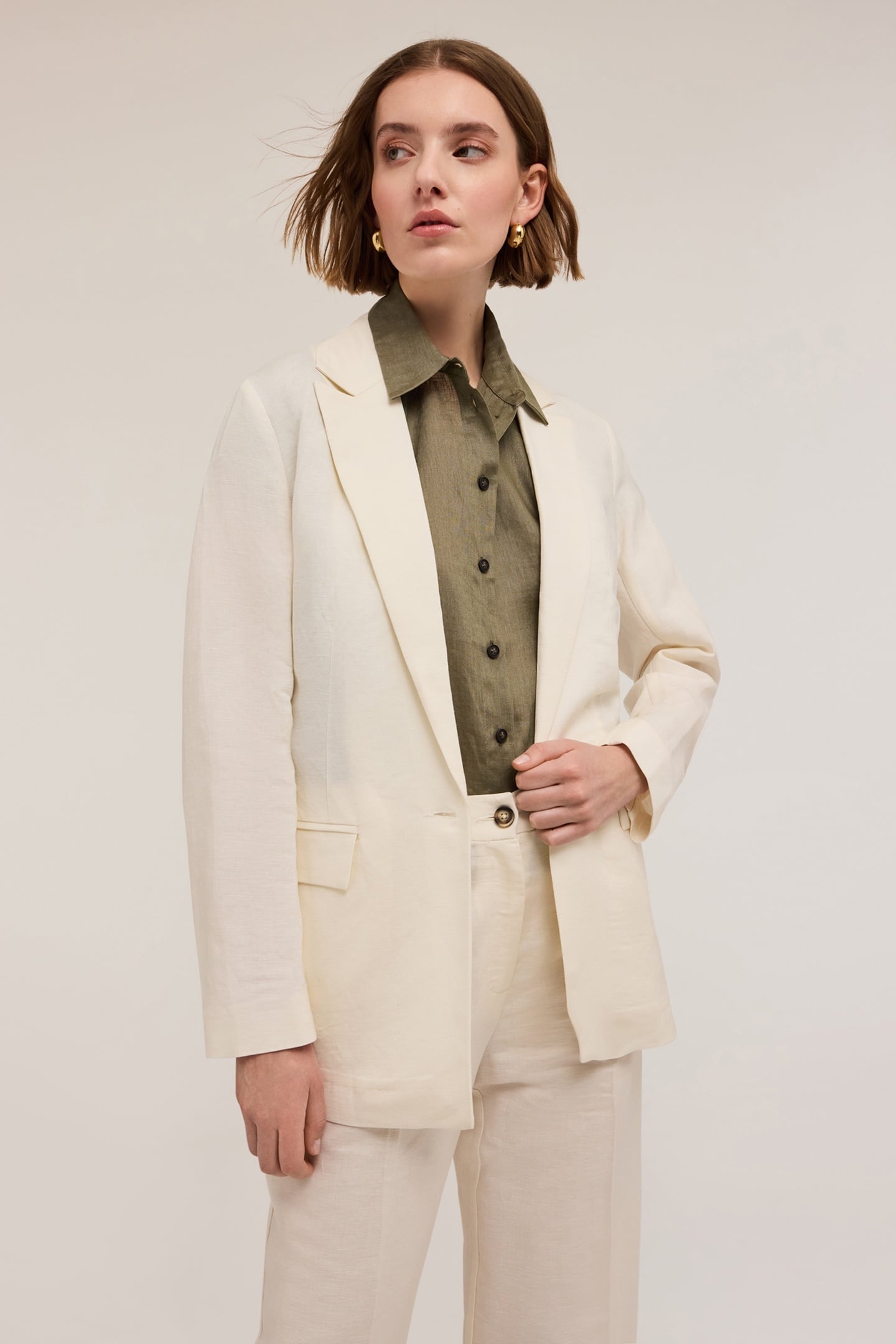 SINGLE-BREASTED BLAZER WITH MARTINGALE WHITE 1