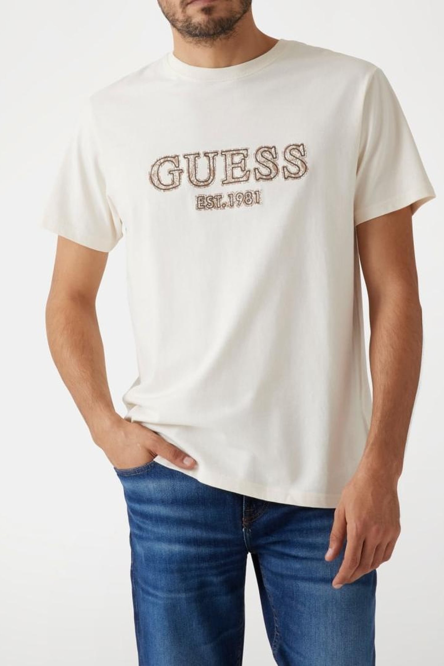 GUESS ECO SS CN GUESS EMBRO TE VANILLA CREAM 1