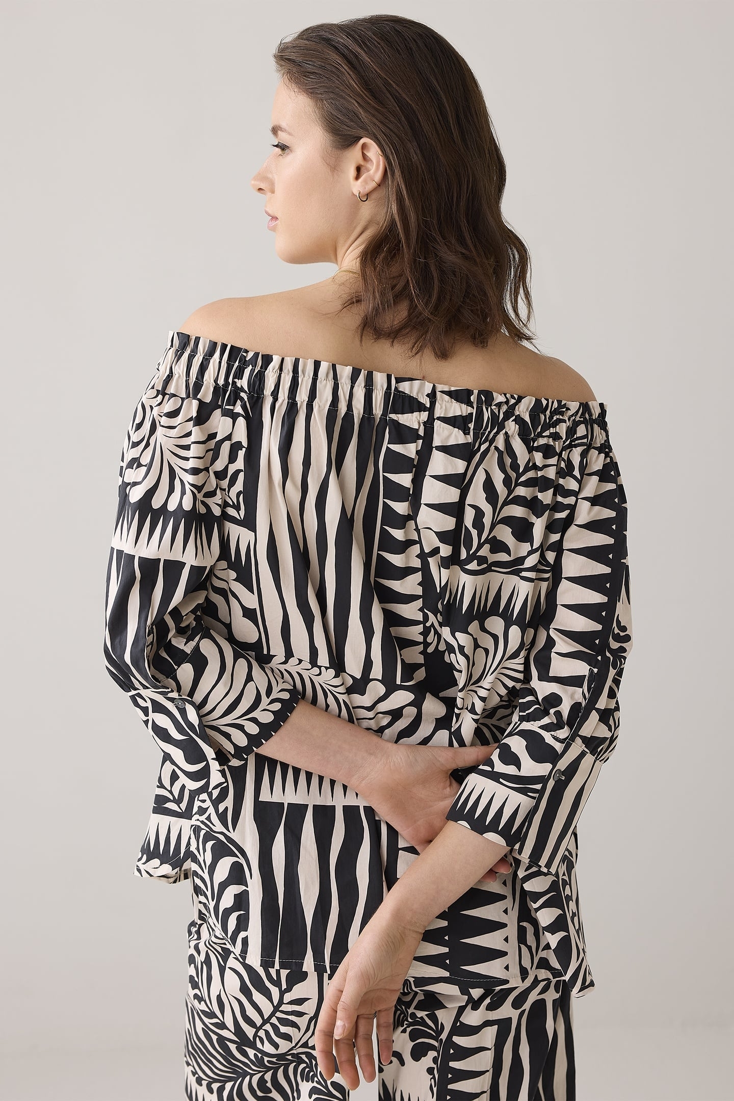 BLOUSE TWO TONE PRINT BLACK 2