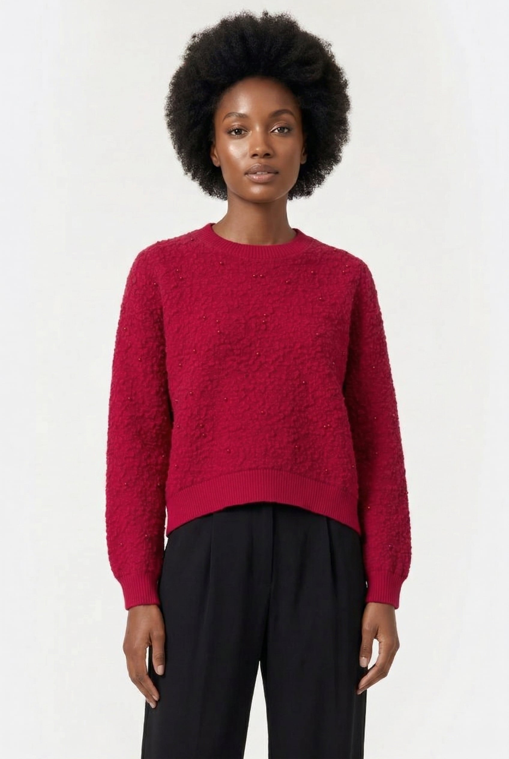 WAFFLE SWEATER RED 1