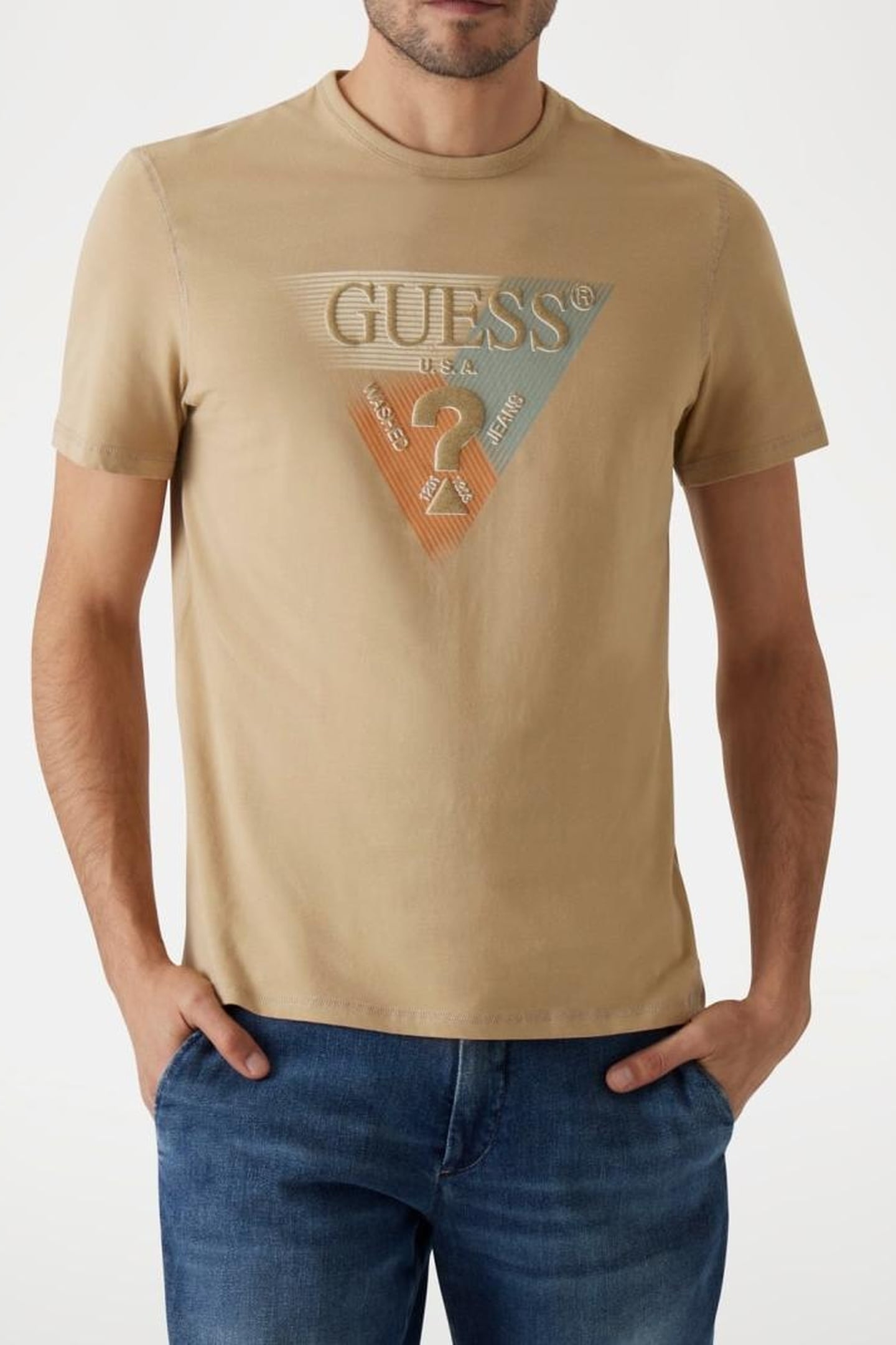 GUESS ECO SS CN GUESS TRIANGLE TRAVERTINE SAND 2