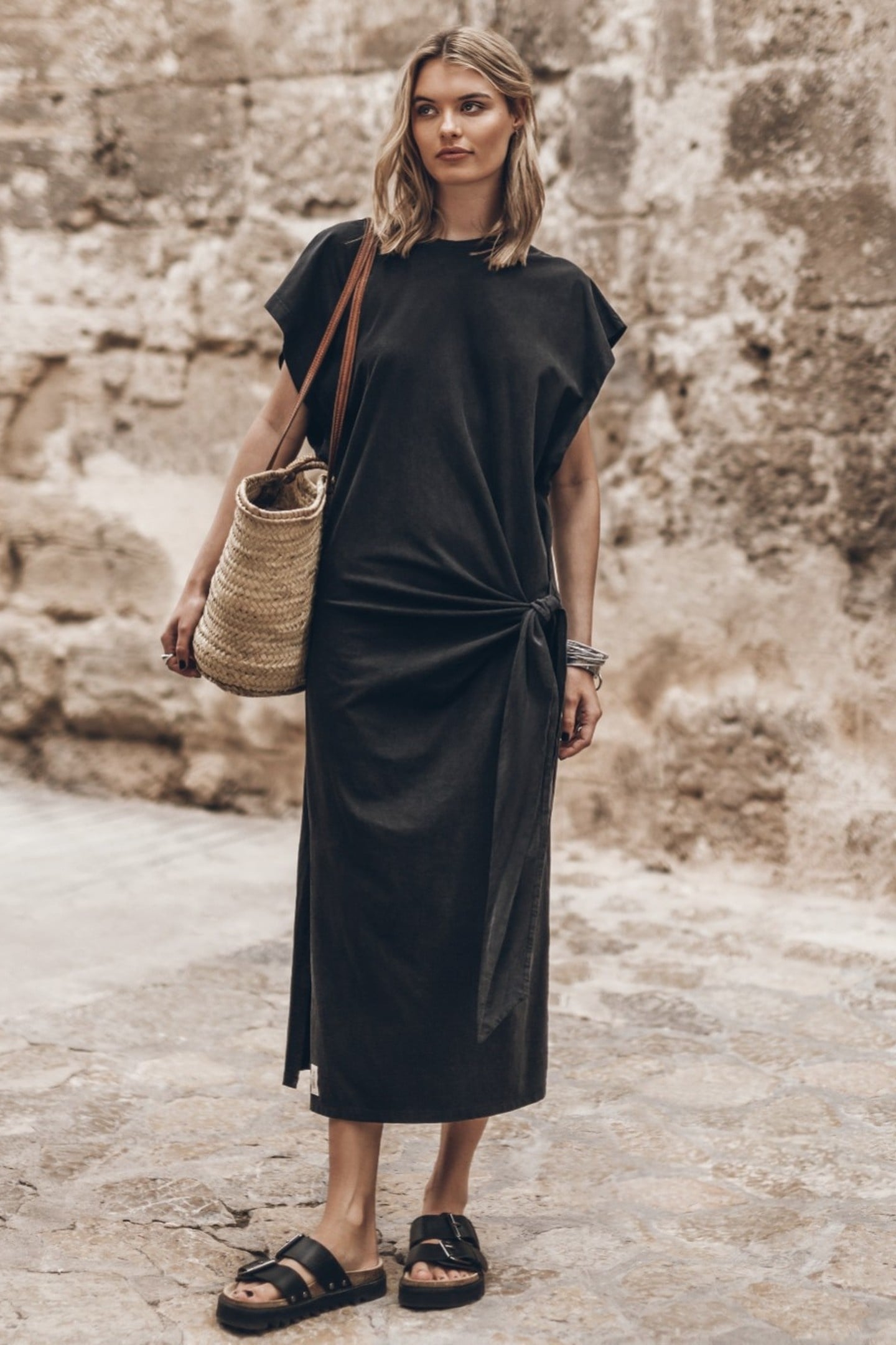 THE DARK KNOTTED BATWING DRESS BLACK 1