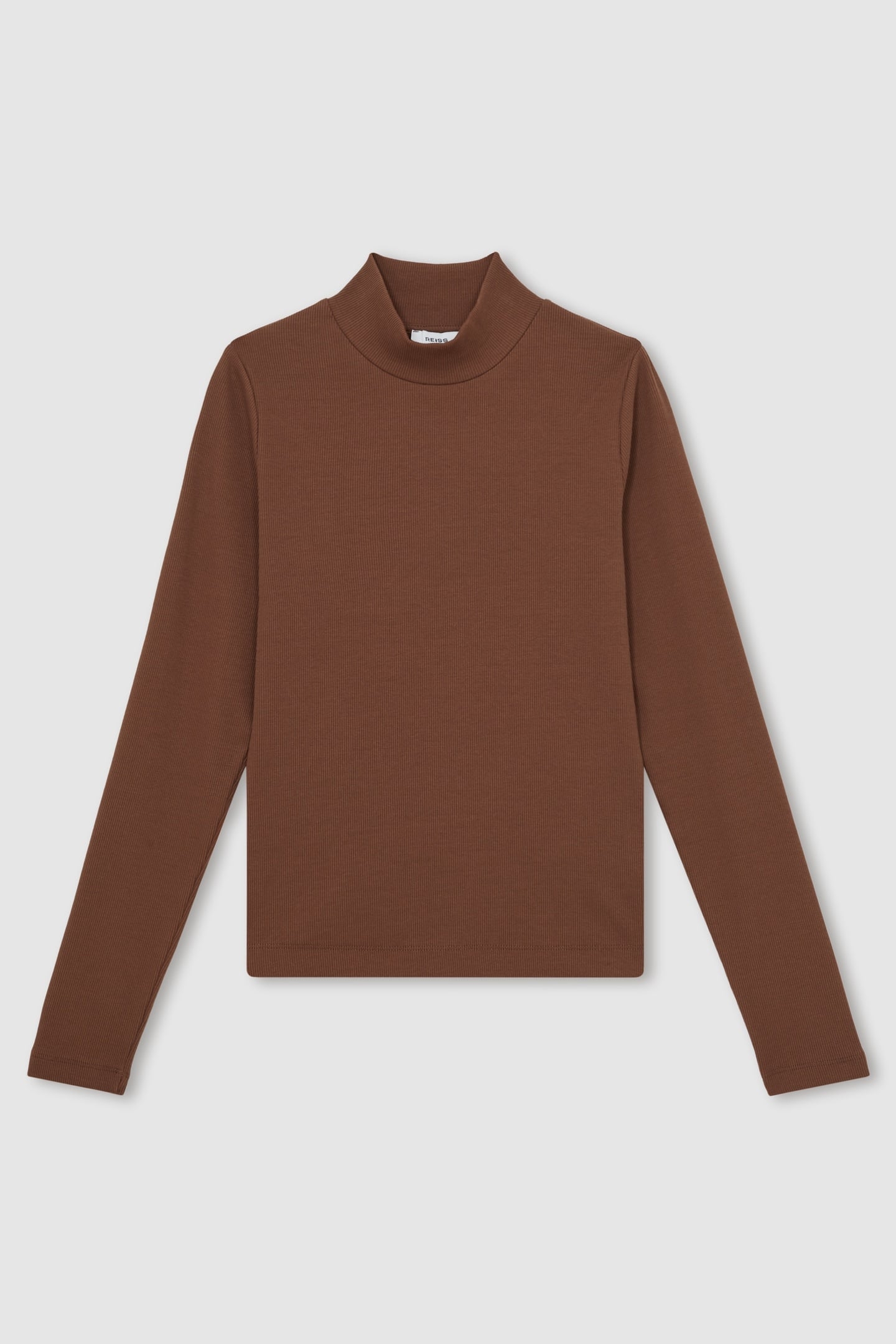 RIB FUNNEL NECK TOP BROWN 4