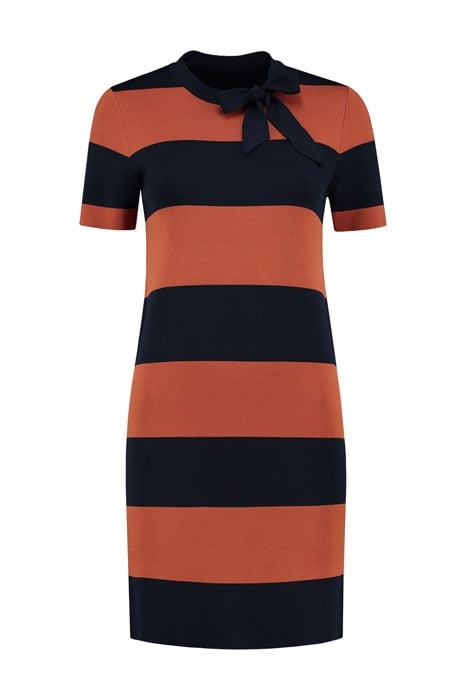 Jolien Bow Dress Navy/Rust Stripe 1