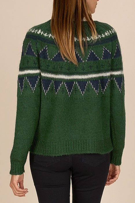 CREW NECK ROUND JACQ SWT LS GREEN 3