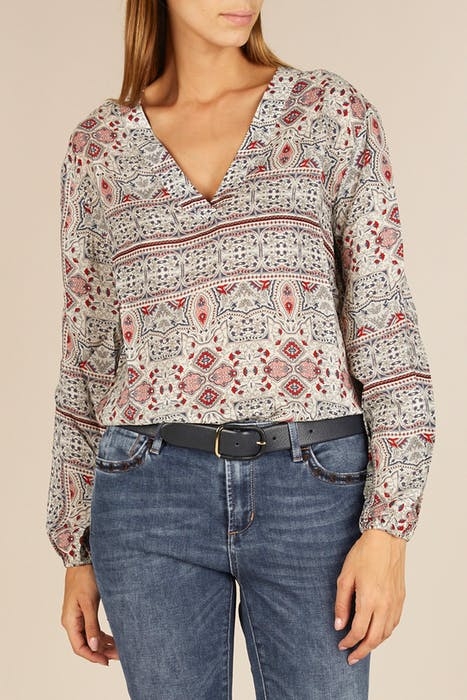 LOOSE V-NECK SHIRT RED W90210 2